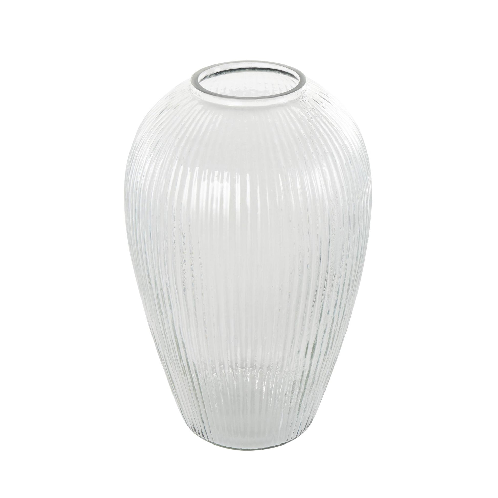 Clear Glass Ribbed Decorative Vase