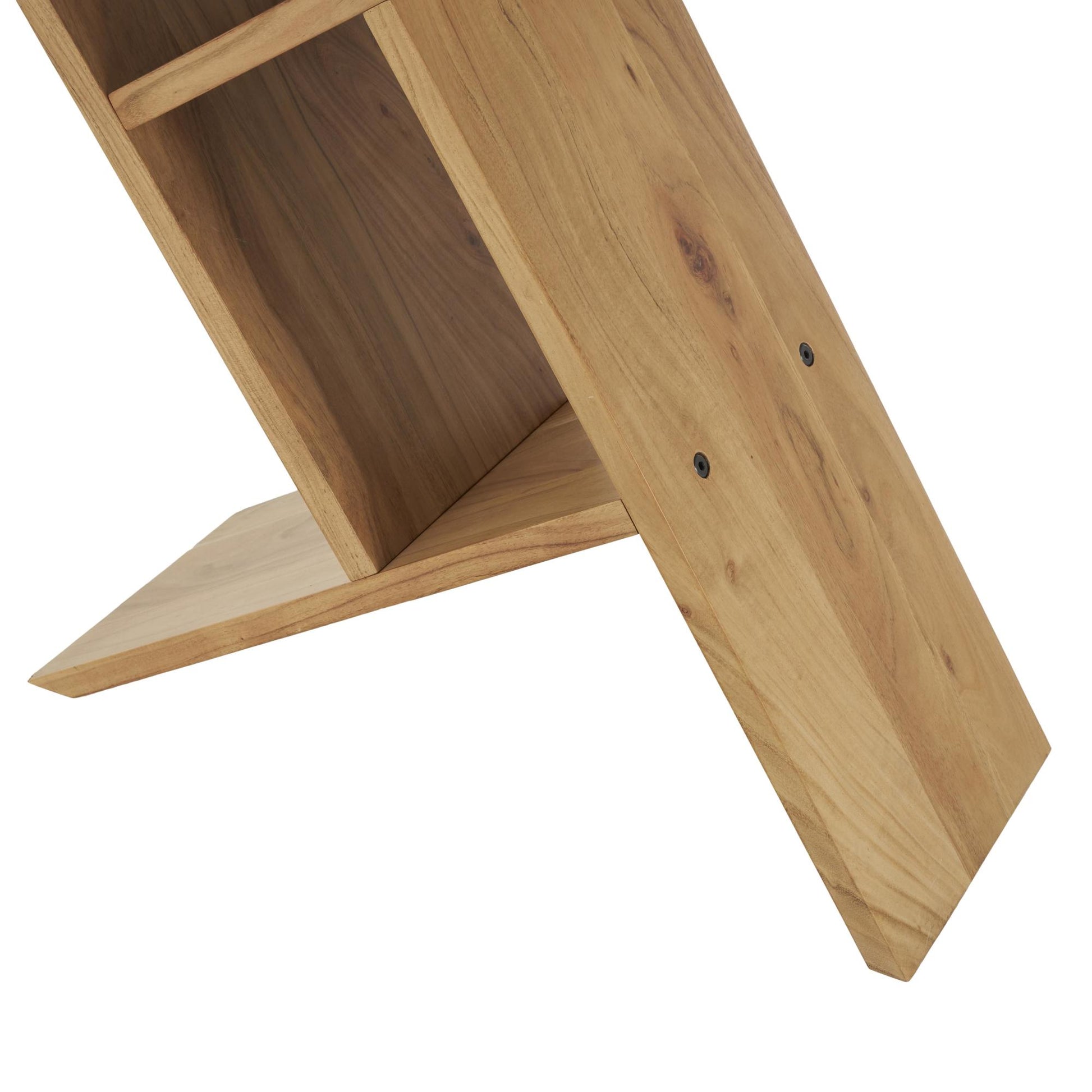 Geometric Brown Wood Living Room Console Table with Rectangular Patterned Legs