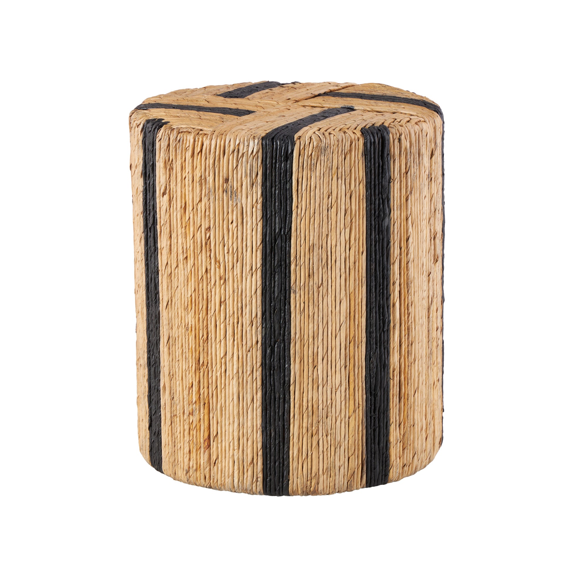 Brown Banana Leaf Handmade Linear Wrapped Side End Accent Table