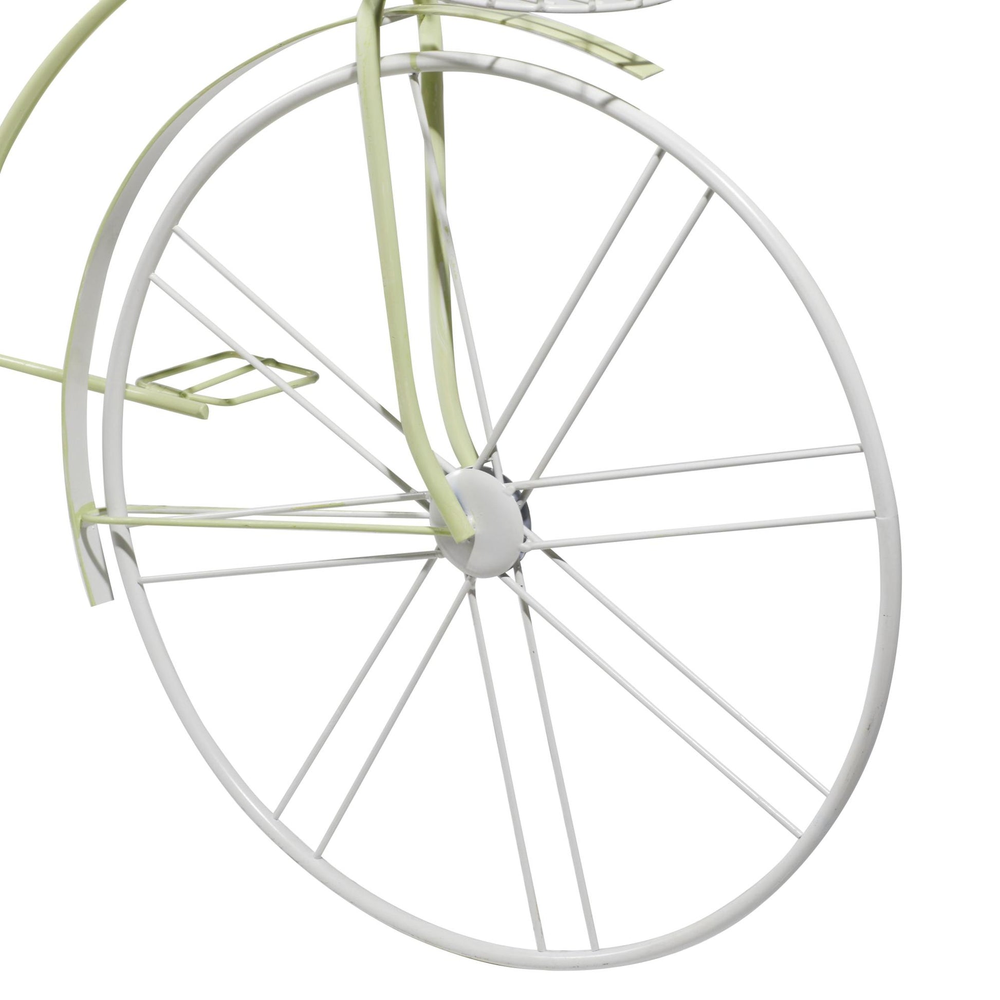 Bike Green Metal Indoor Outdoor Plantstand with Basket and Saddle Bag Planters