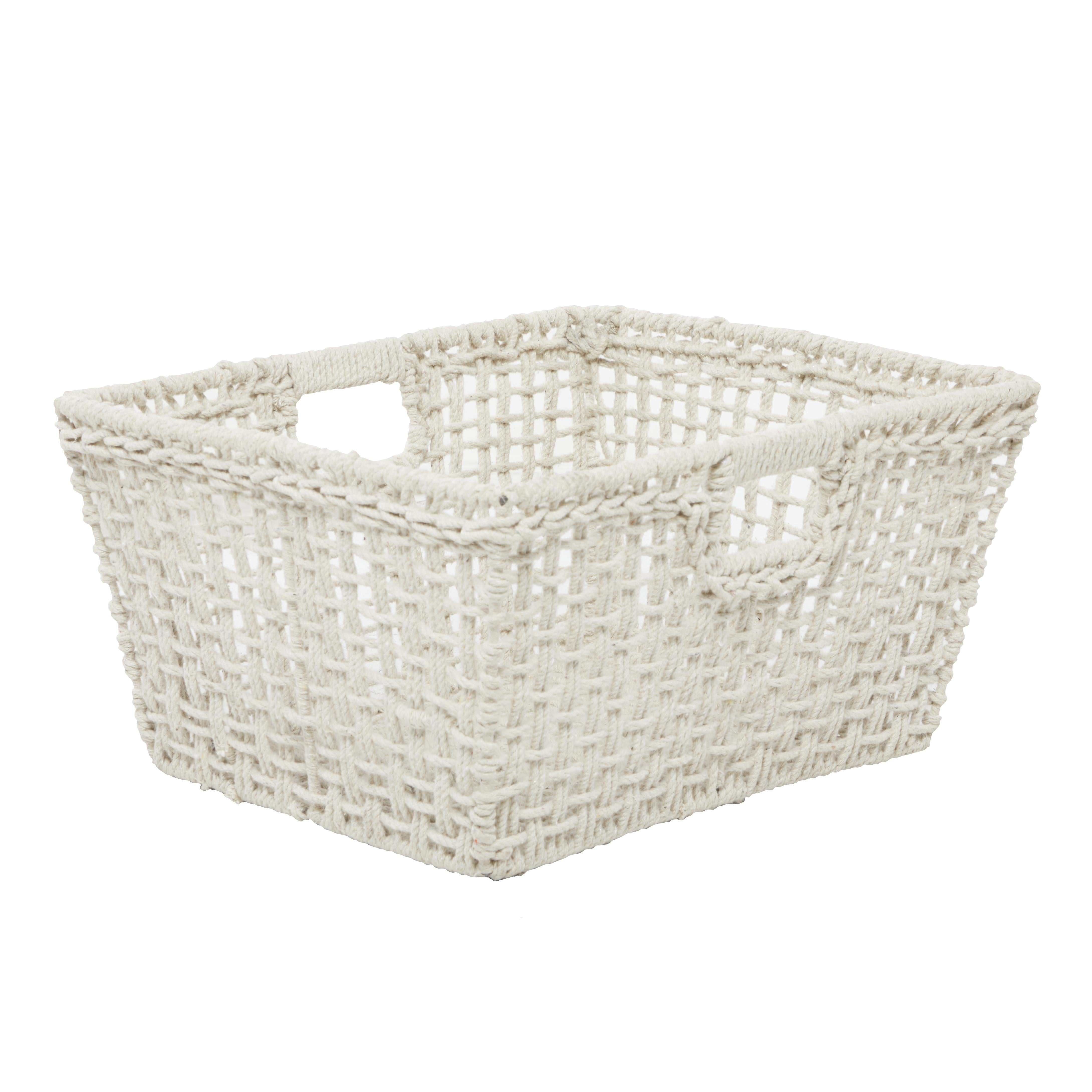 CosmoLiving by Cosmopolitan Cotton Fabric Handmade Storage Basket with Handles