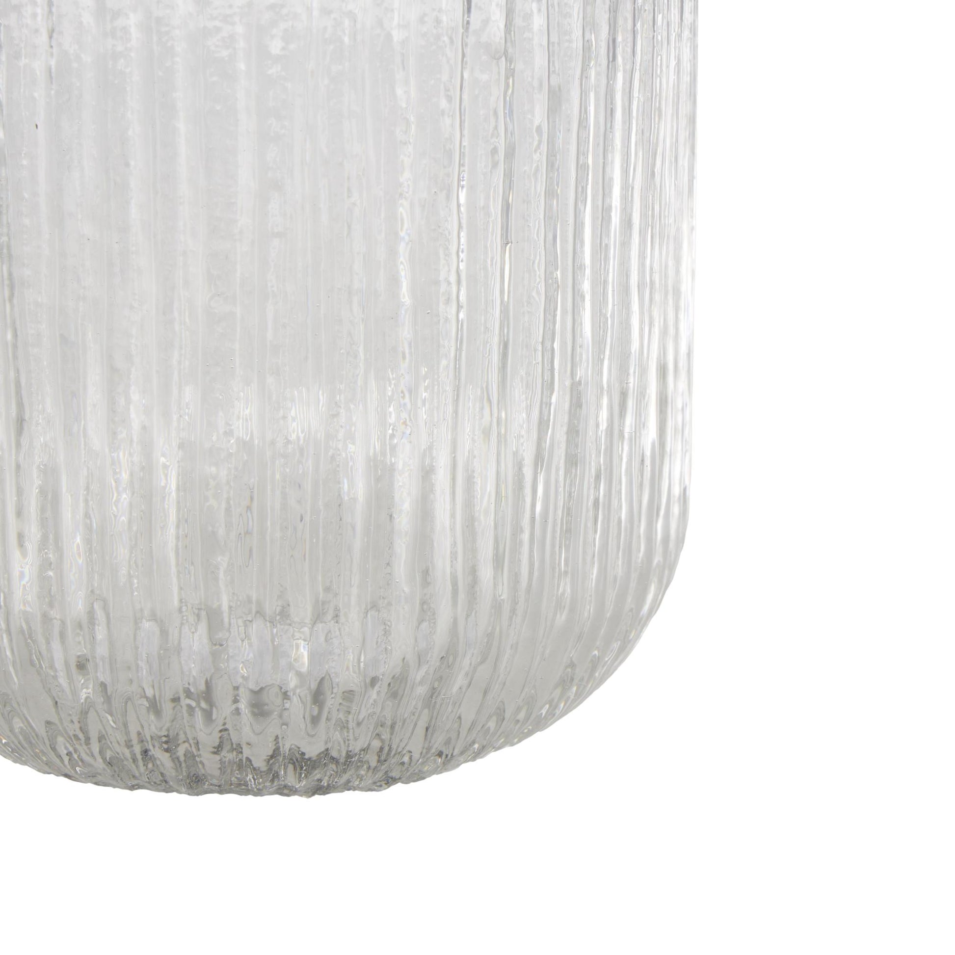 Clear Glass Ribbed Fluted Decorative Vase