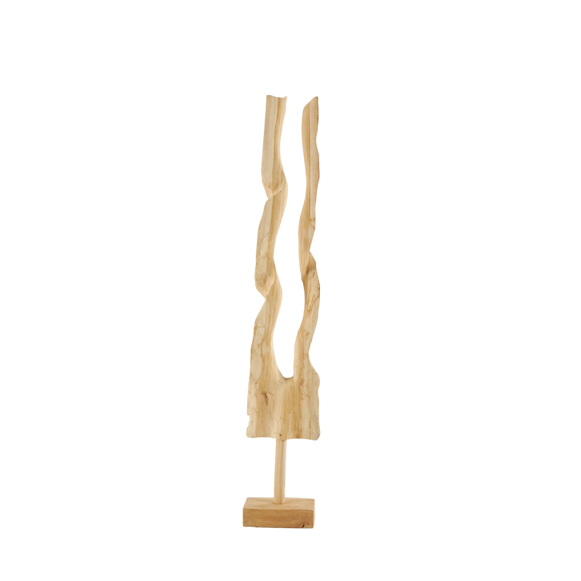 Abstract Brown Teak Wood Handmade Live Edge Floor Decorative Sculpture