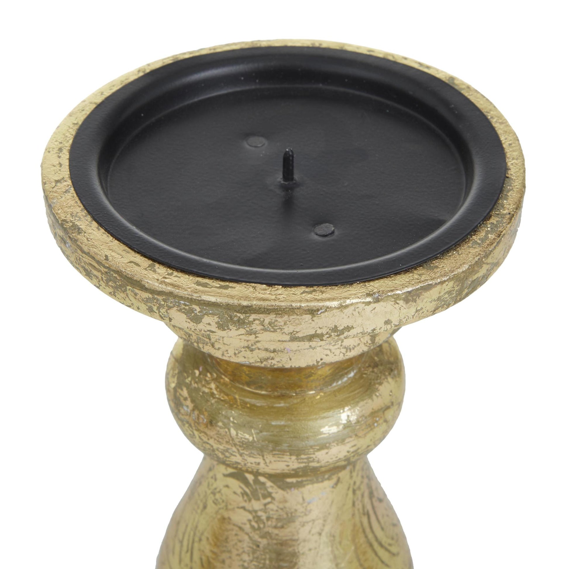 Set of 3 Mango Wood Turned Style Pillar Decorative Candle Holder