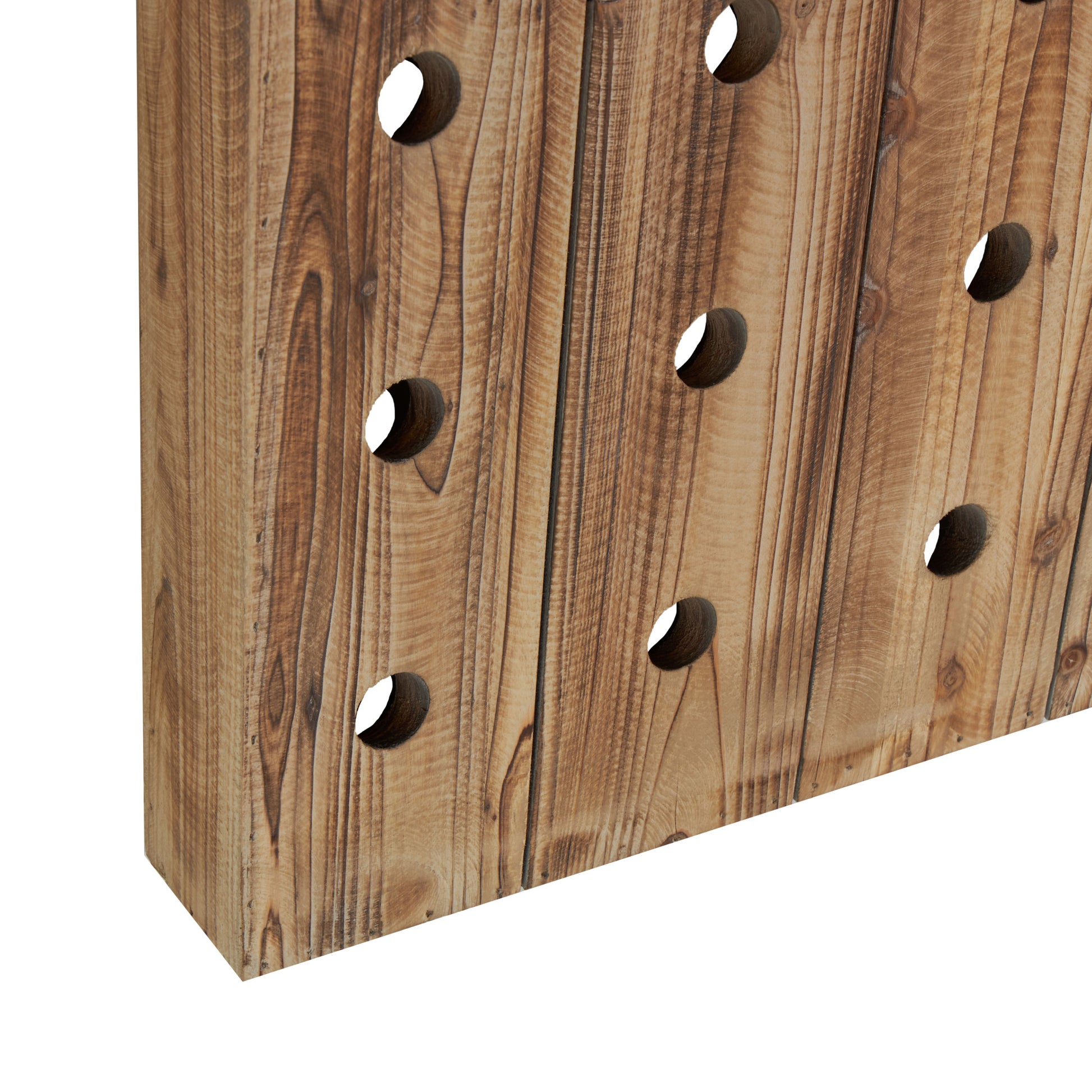 Brown Wood Tall 40 Hole Display Wall Wine Rack