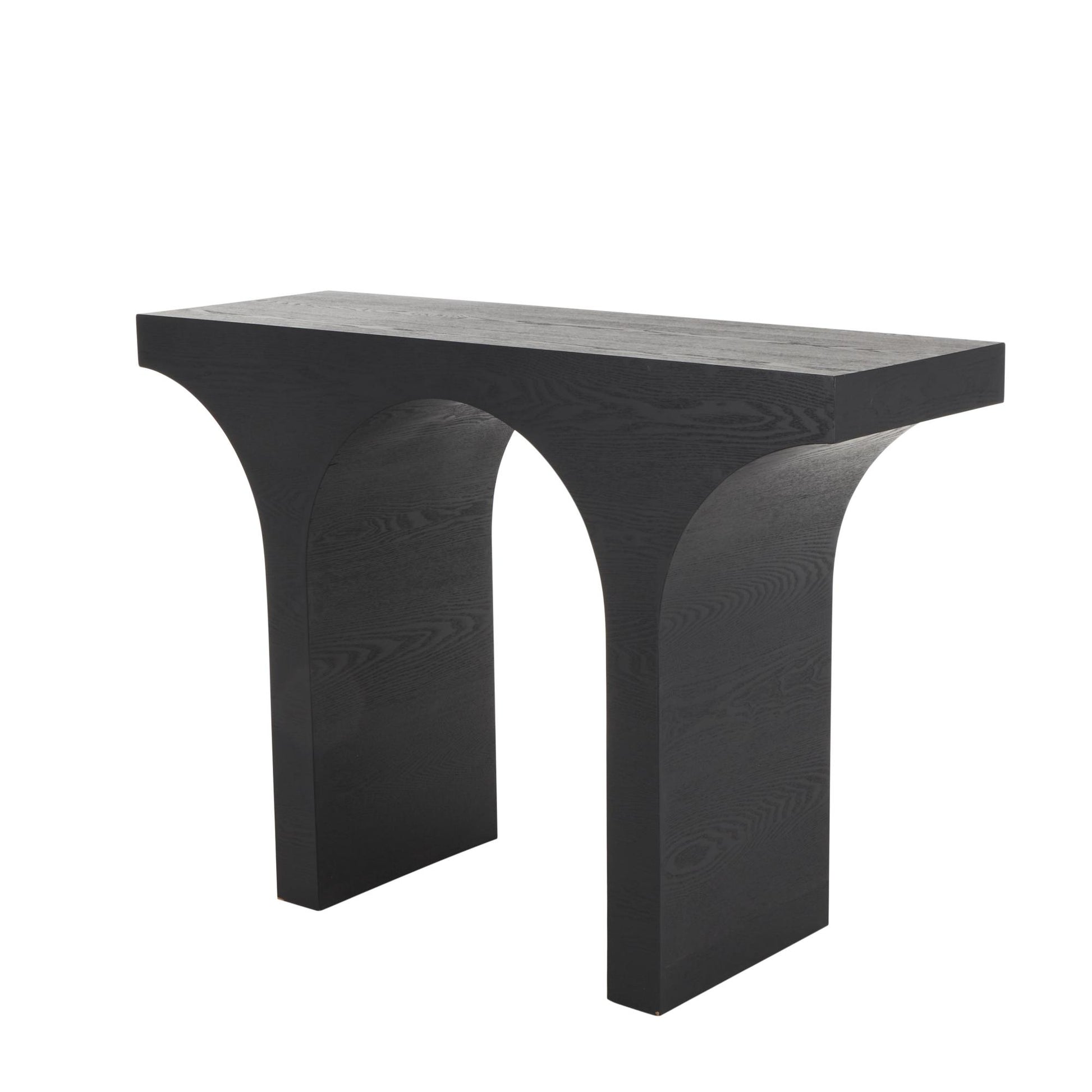 Abstract Black Wood Cutout Arch Living Room Console Table
