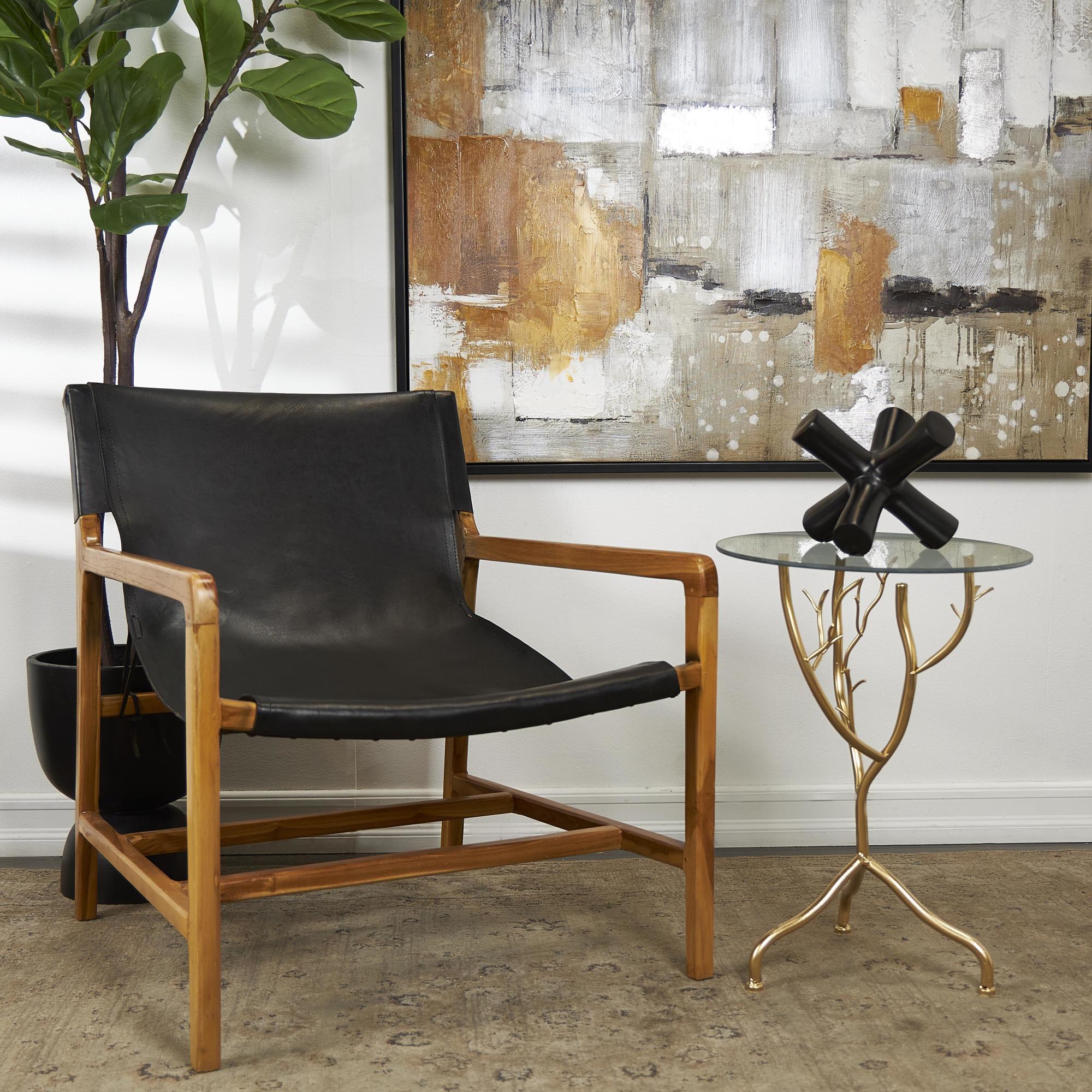 Tree Metal Branch Side End Accent Table with Tempered Glass Top