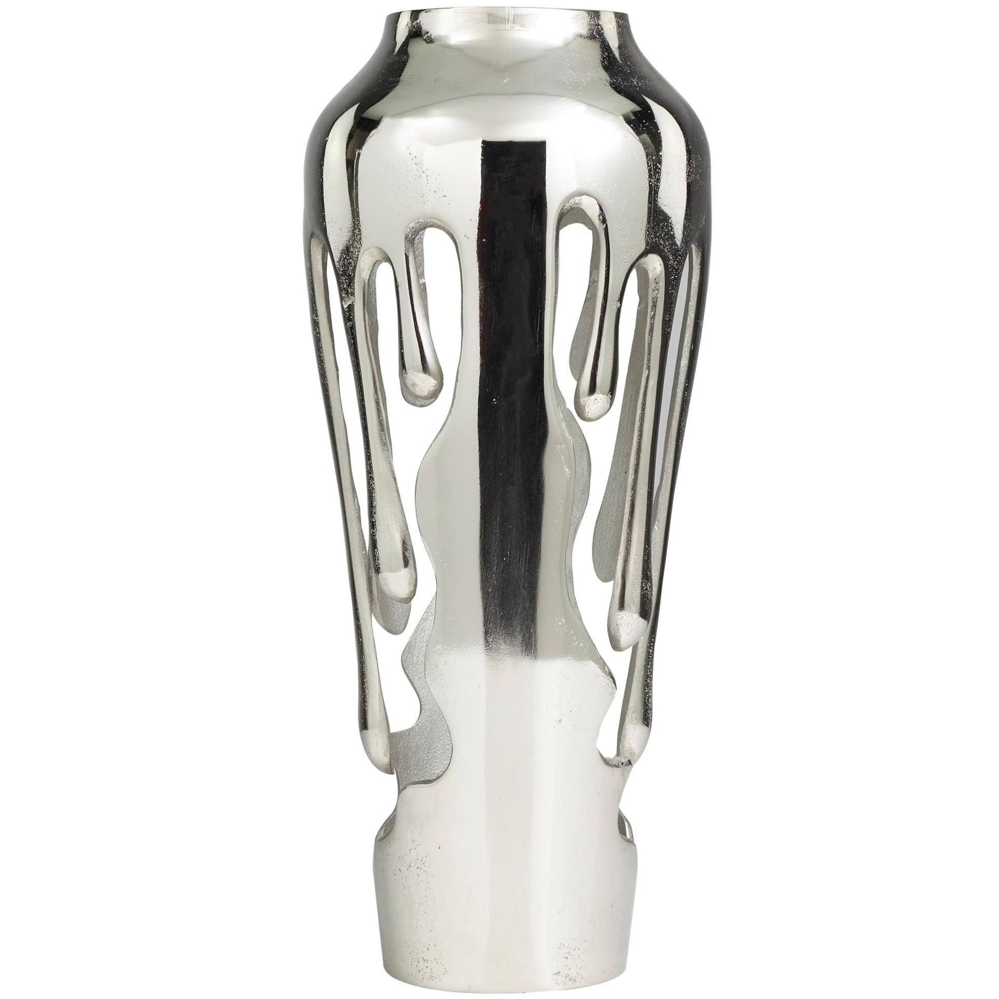 Abstract Aluminum Metal Drip Decorative Vase with Melting Designed Body