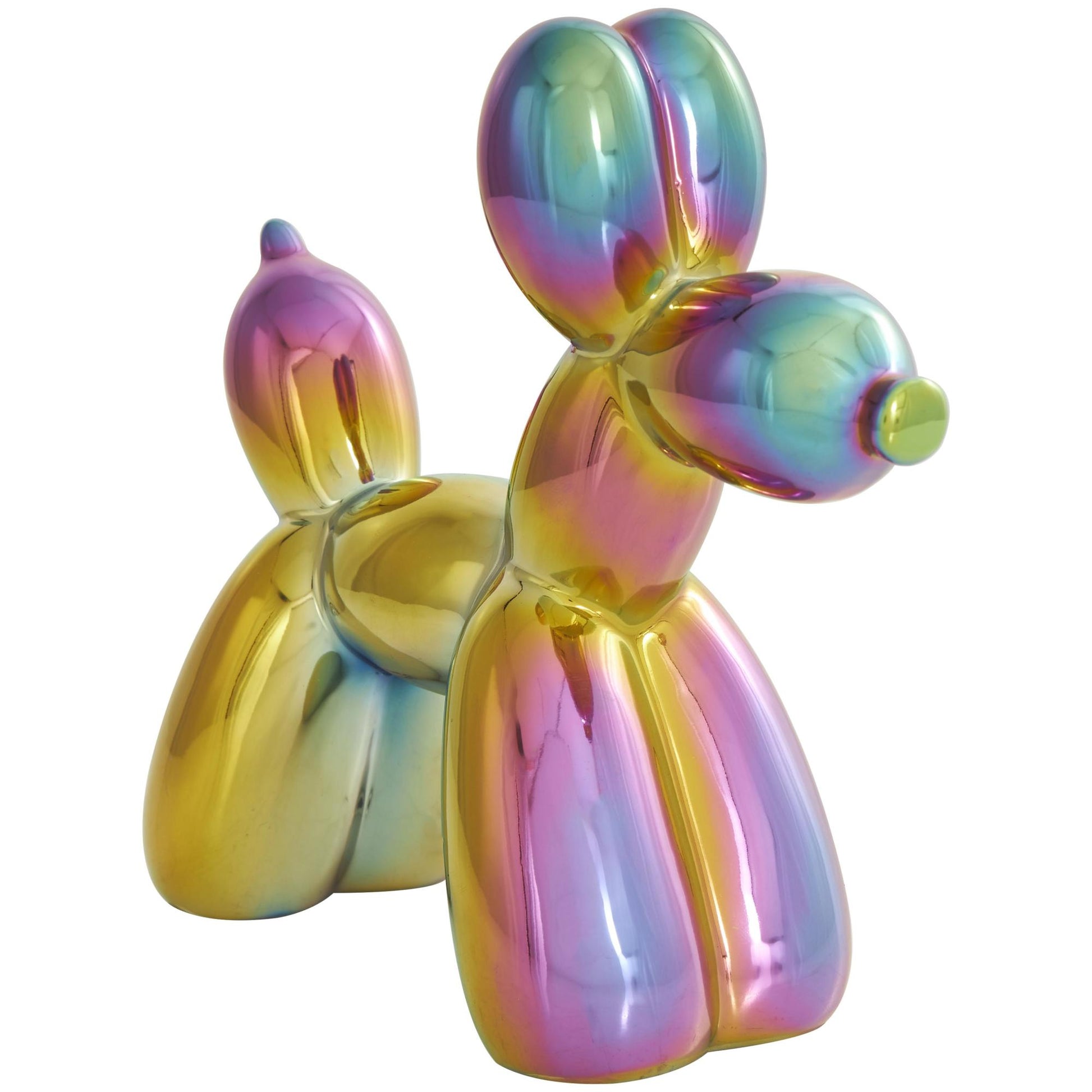 Set of 2 Dog Porcelain Ceramic Balloon Decorative Sculpture
