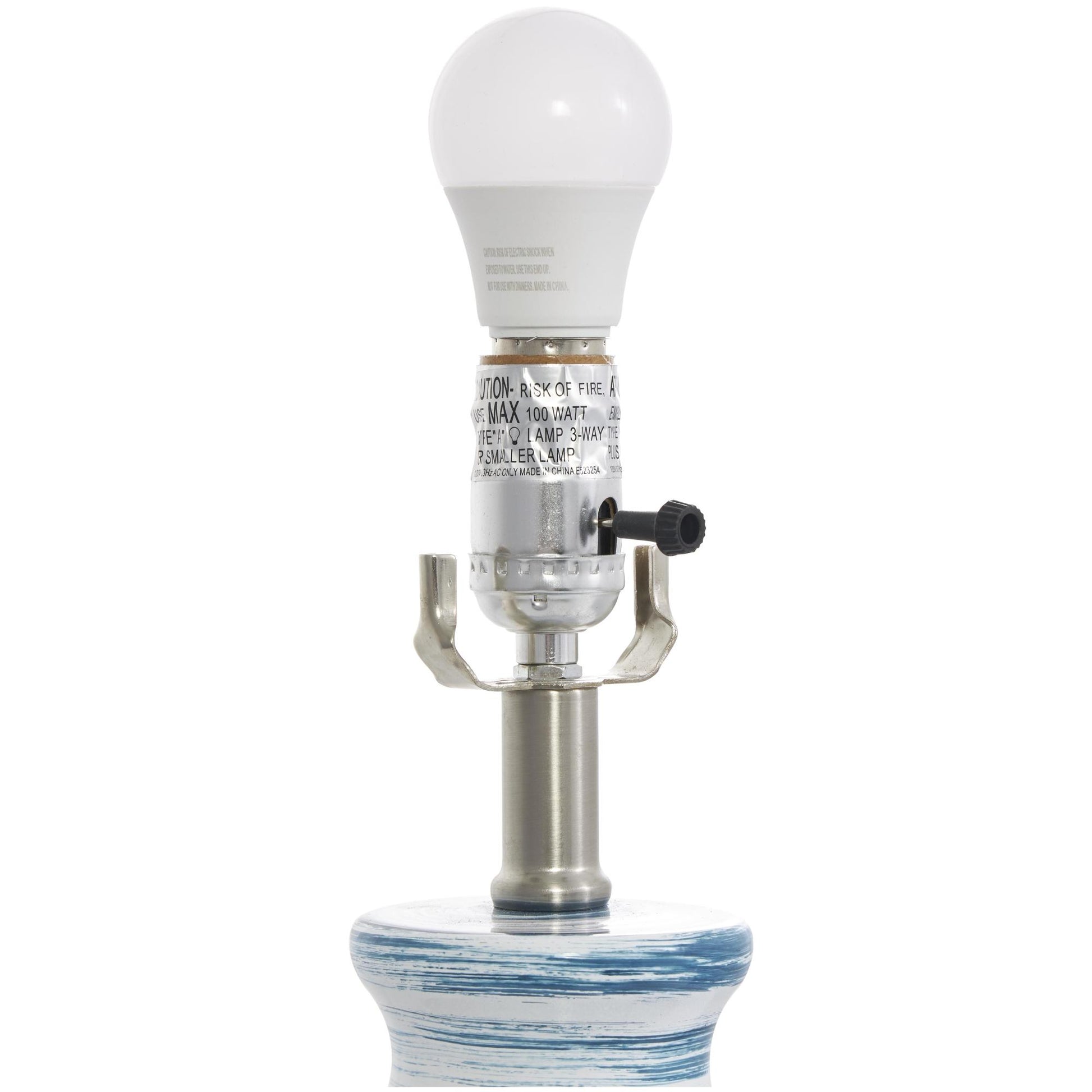 Abstract Blue Glass Striped Room Accent Lamp with Gold Base