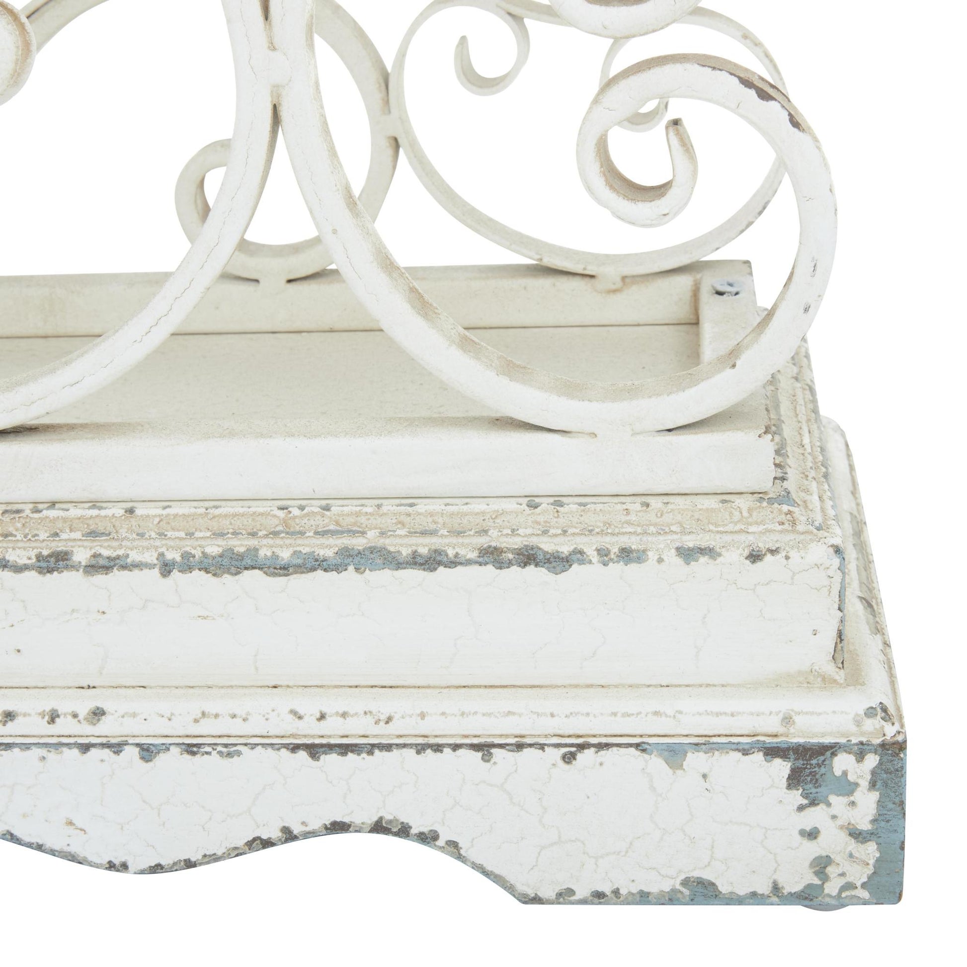 Scroll White Metal Pillar 10 Plate Decorative Candelabra