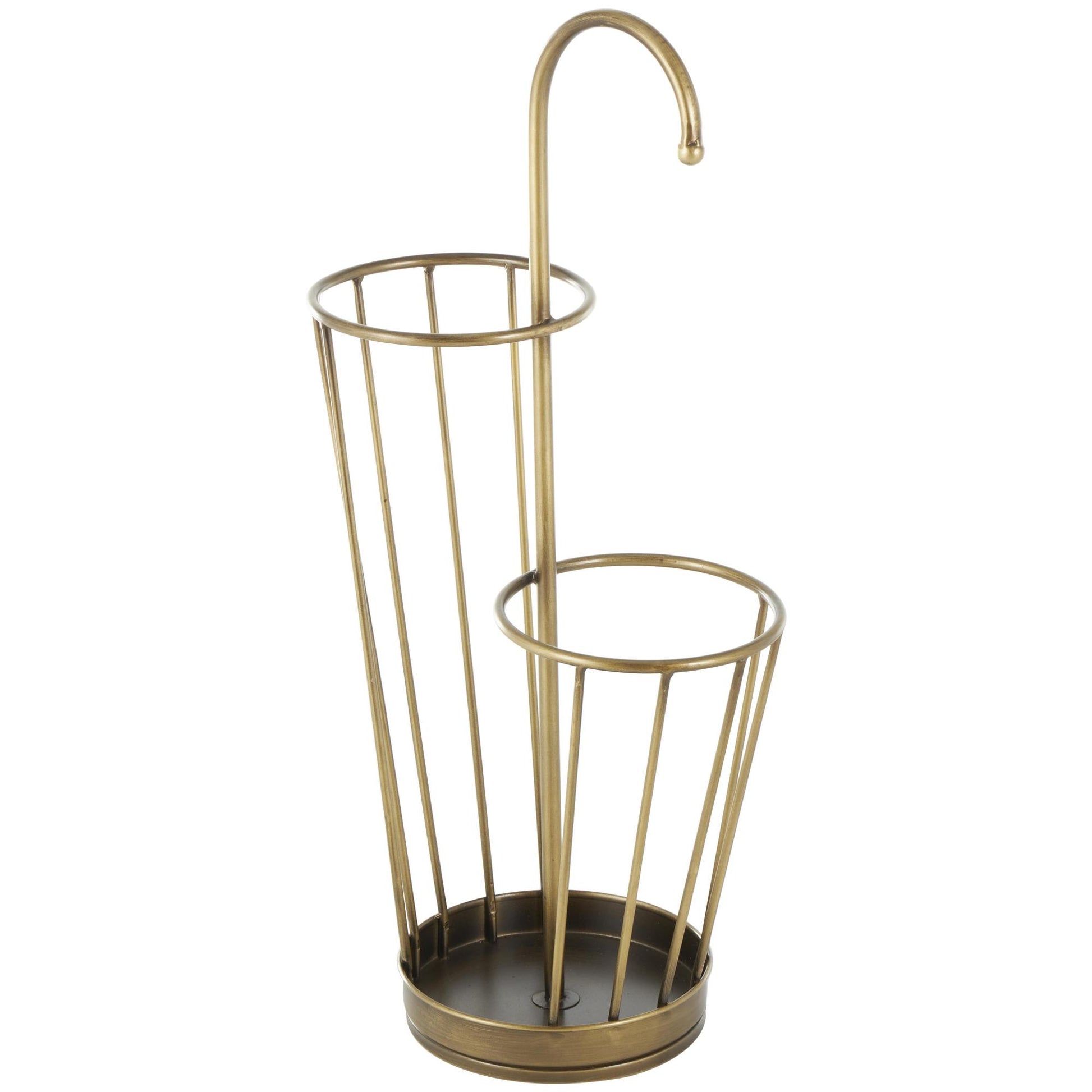 Geometric Metal 2 Section Decorative Umbrella Stand with Umbrella Shaped Handle