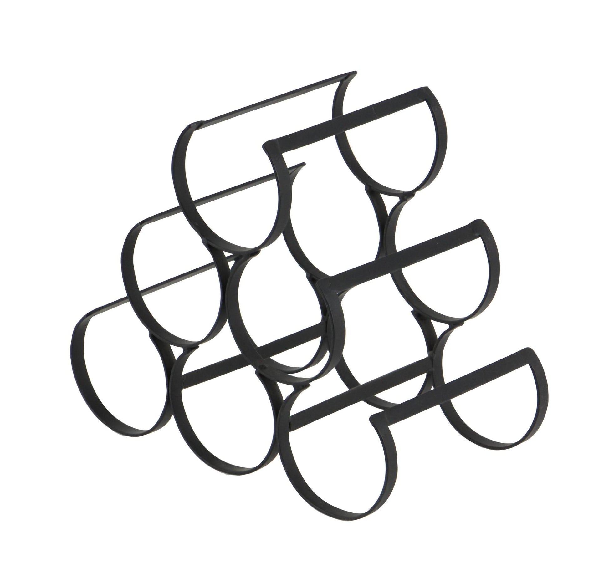 Black Metal 6 Bottle Kitchen Wine Rack with Curved Holders