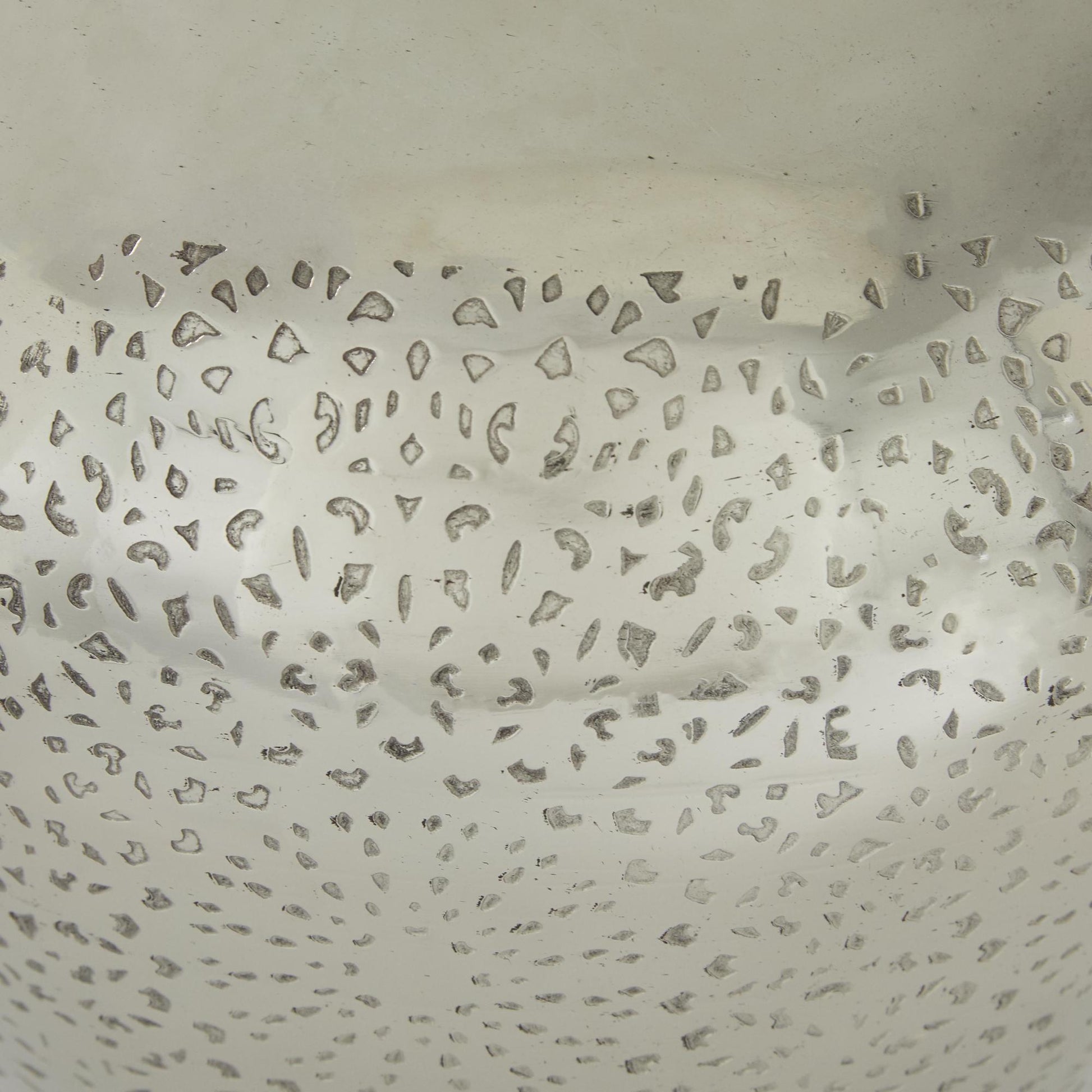 Silver Aluminum Metal Round Engraved Decorative Vase