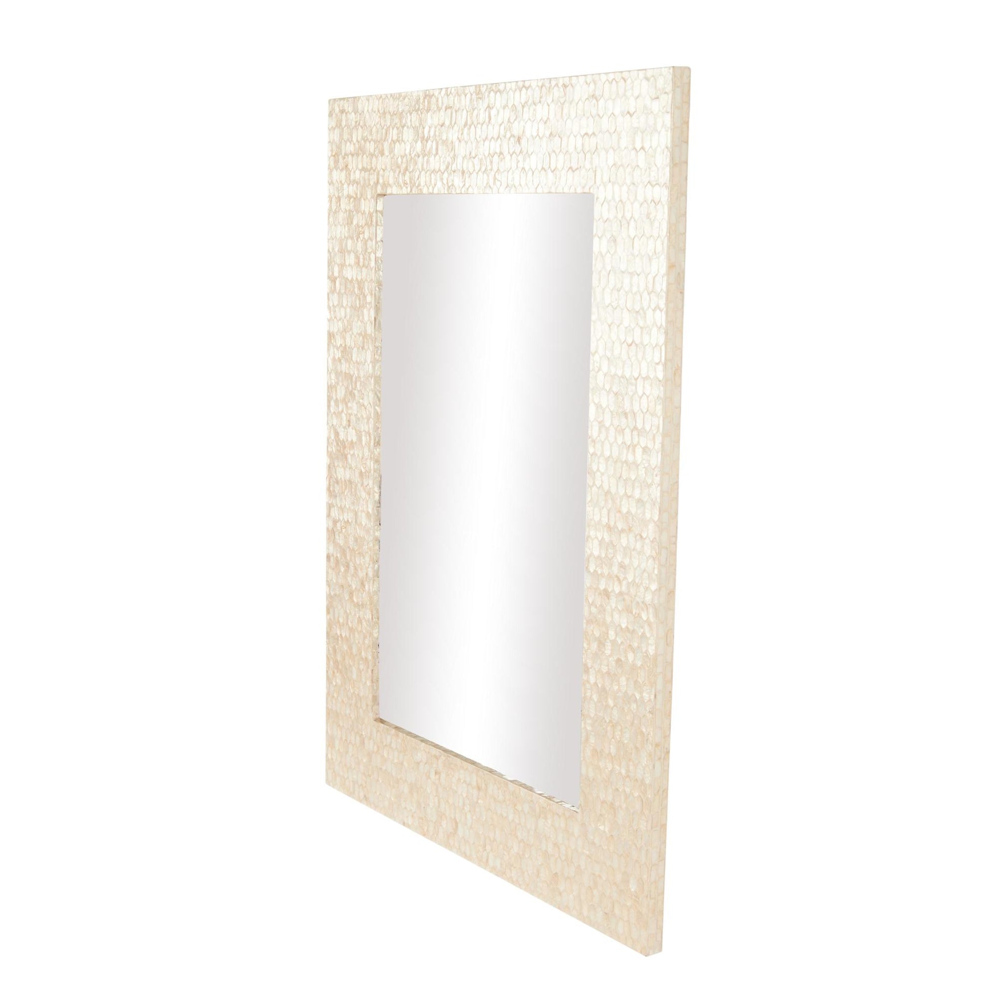 Cream Mother of Pearl Shell Handmade Mosaic Room Wall Mirror