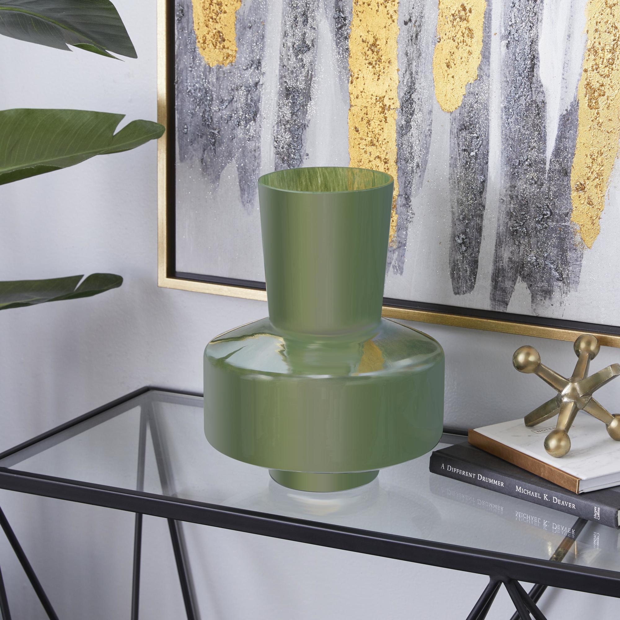 Geometric Green Glass Decorative Vase