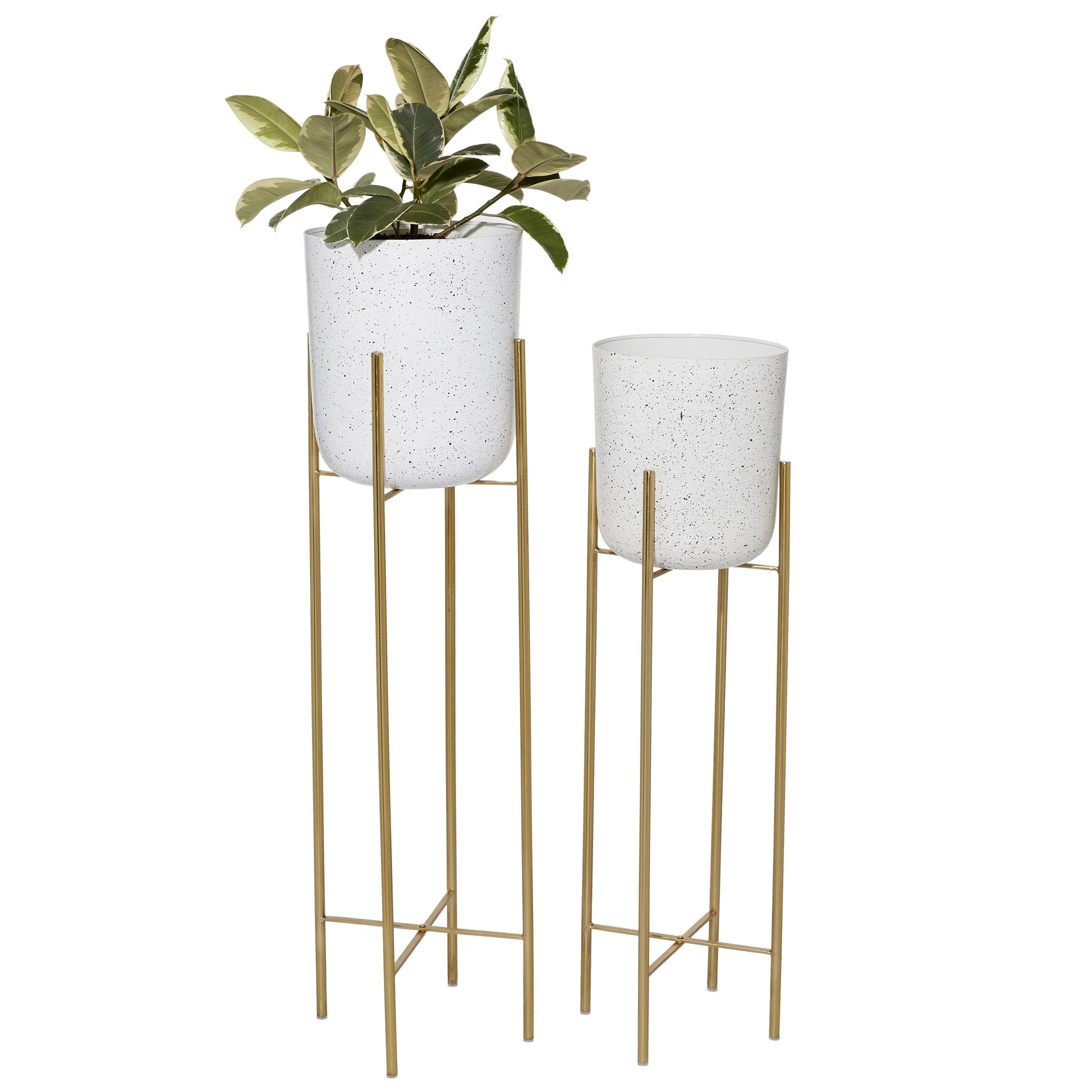 CosmoLiving by Cosmopolitan Set of 2 Metal Tall Dome Indoor Outdoor Planter with Removable Stand
