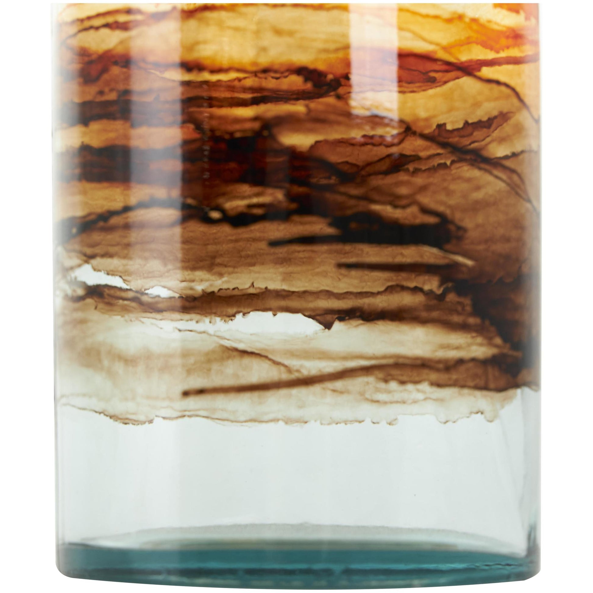 Abstract Recycled Glass Handmade Slim Spanish Bottle Neck Decorative Vase with Ombre Swirled Bands