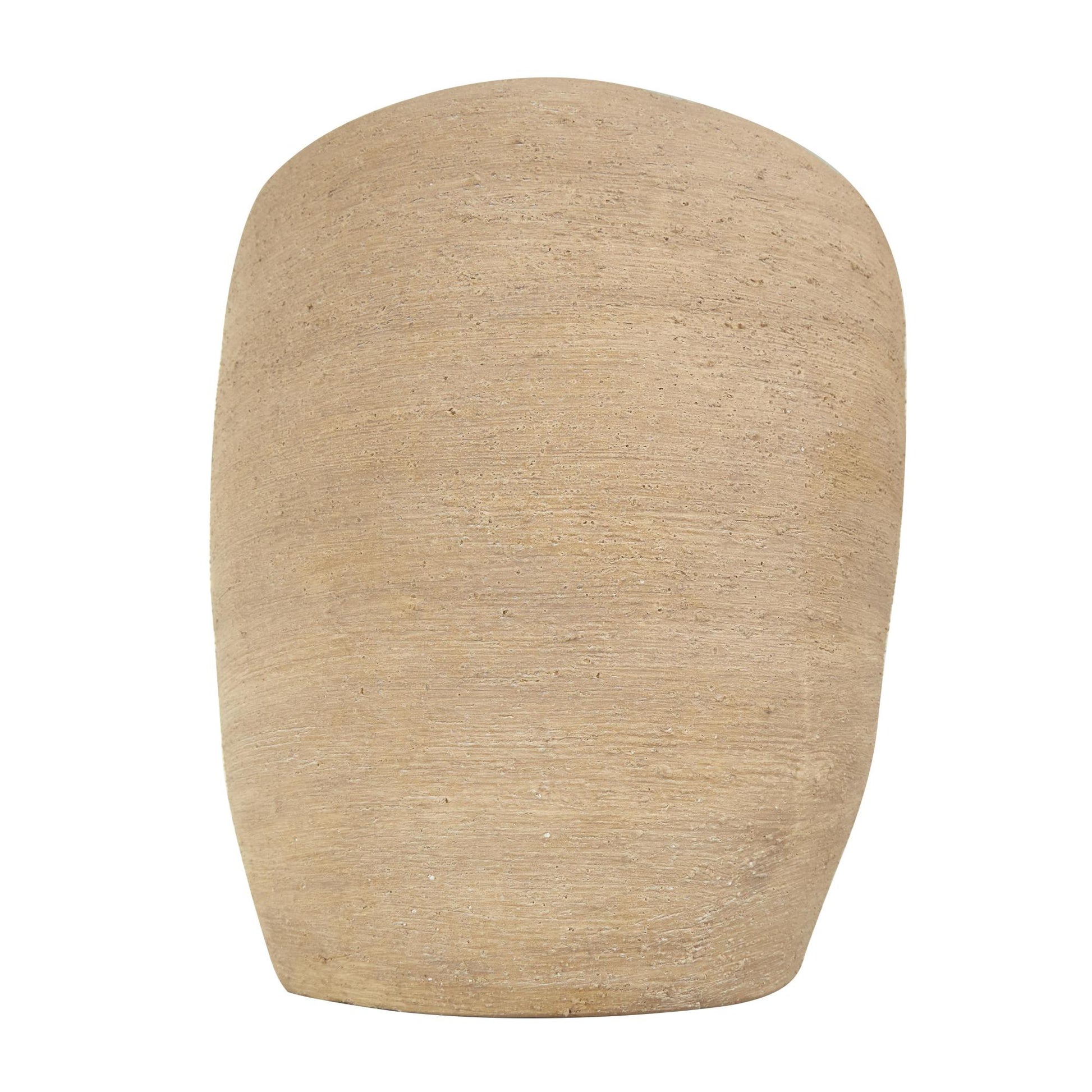 Beige Ceramic Wide Textured Decorative Vase