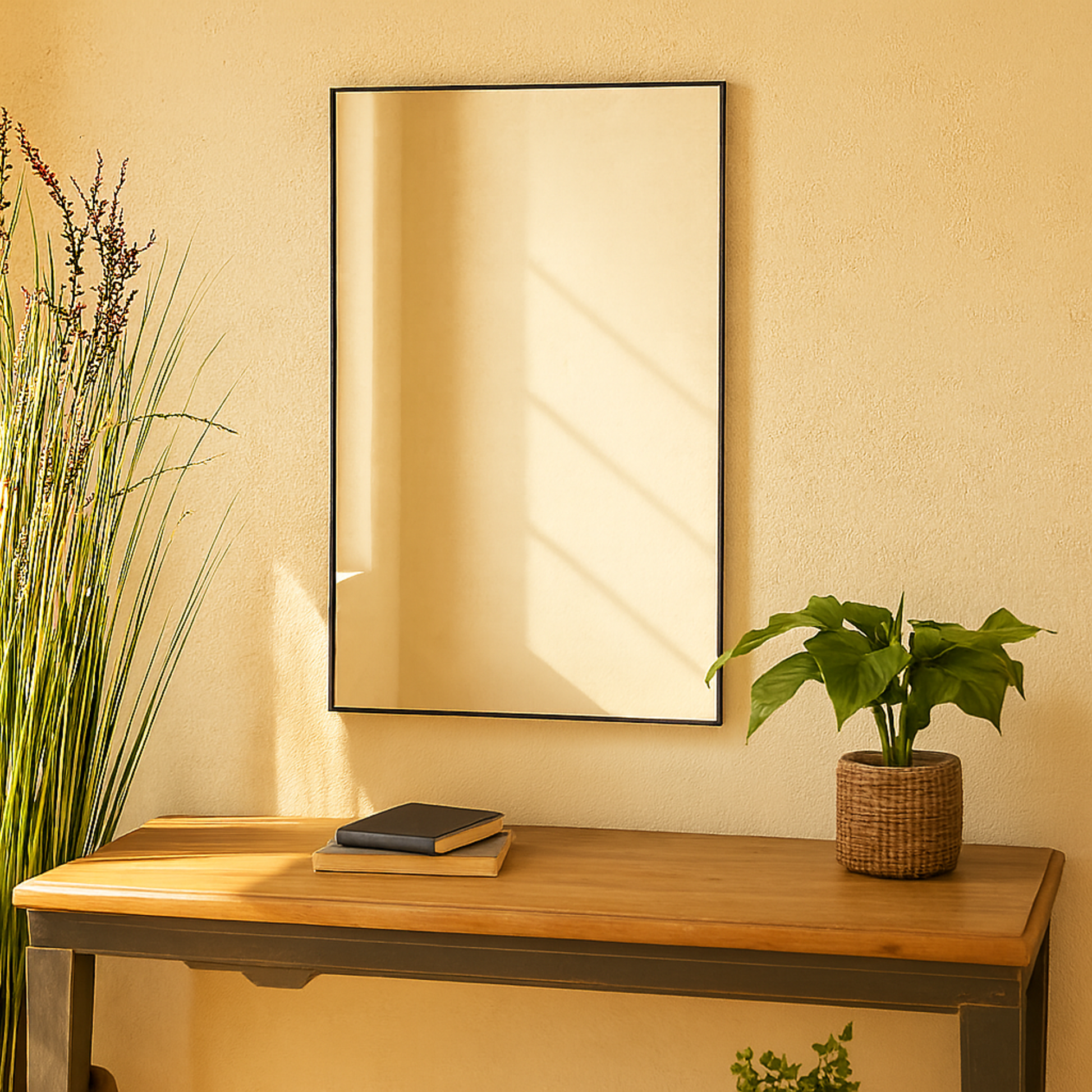 Wooden Room Wall Mirror with Thin Frame