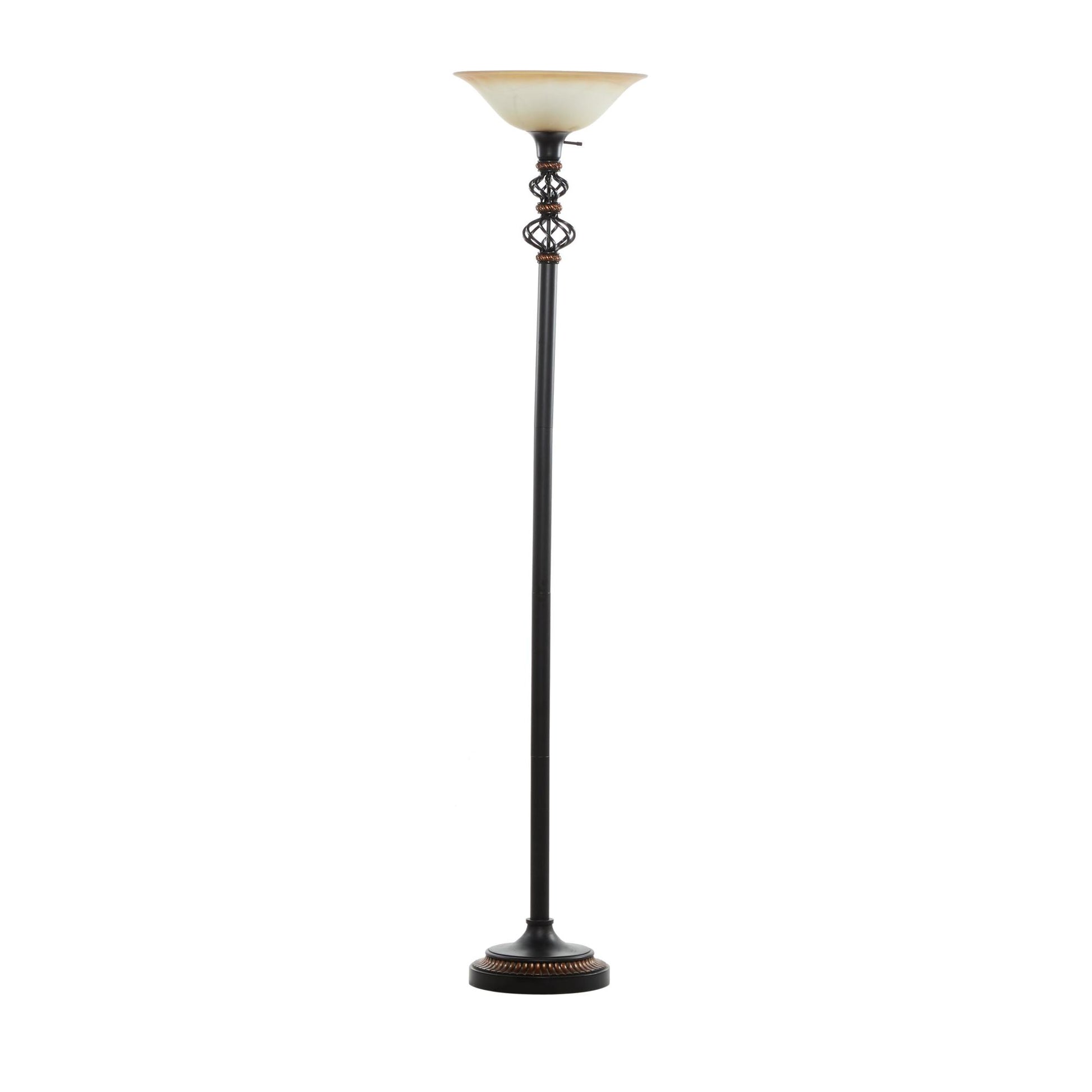 Scroll Black Metal Antique Style Room Torchiere