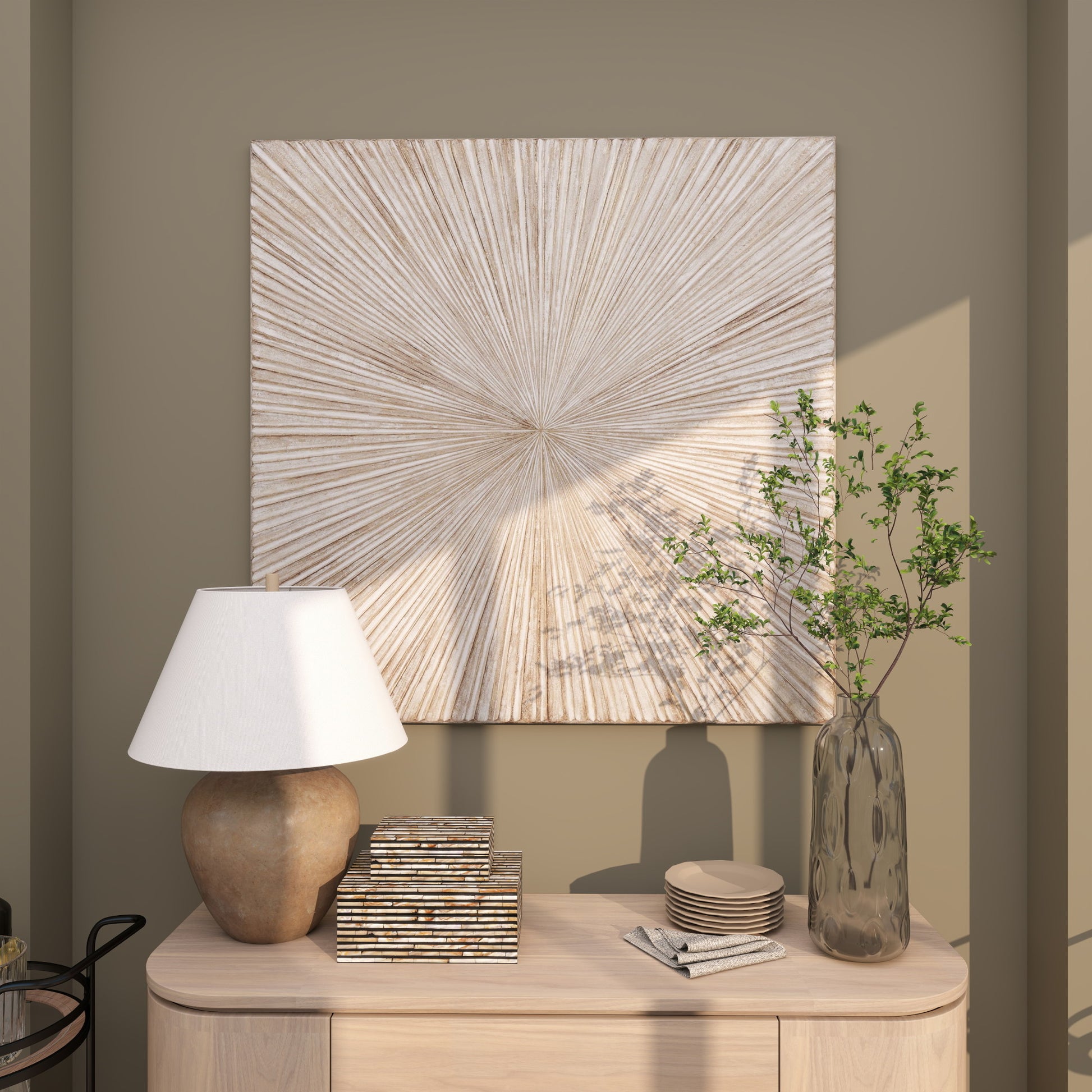 Starburst Brown Wood Handmade Carved Home Wall Decor