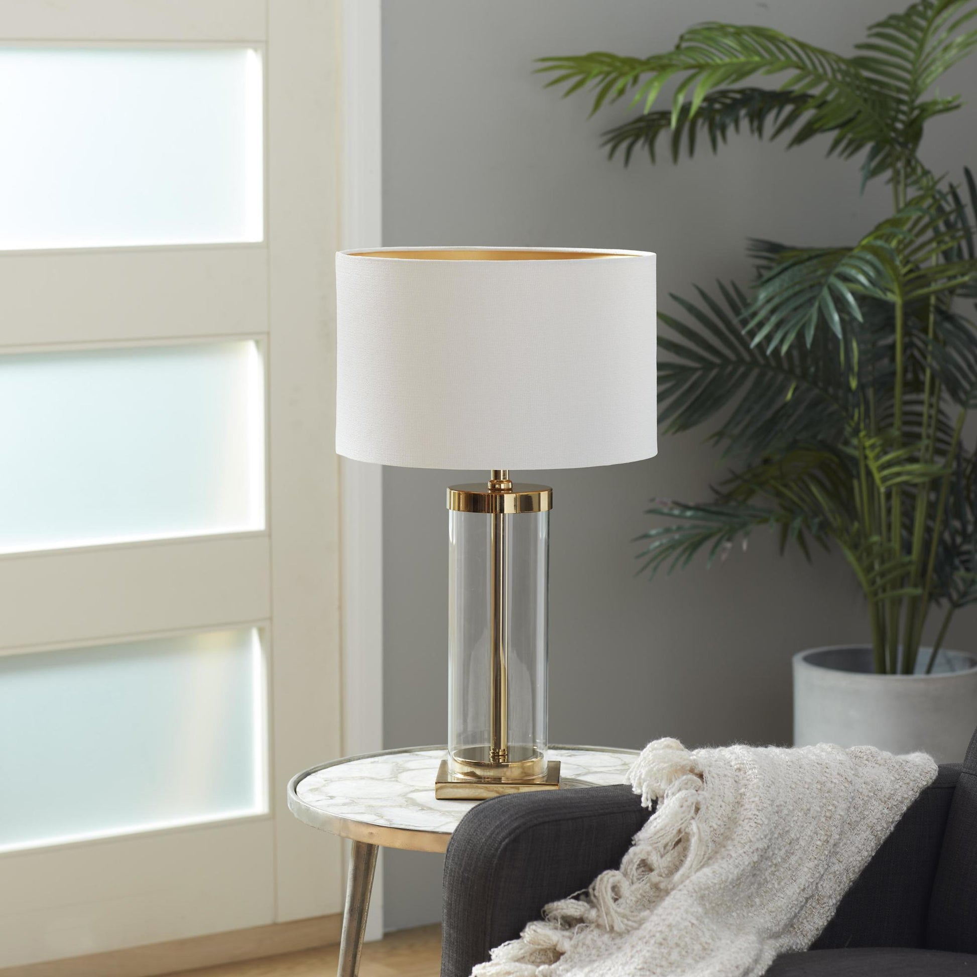 CosmoLiving by Cosmopolitan Gold Metal Room Table Lamp with Clear Glass Body
