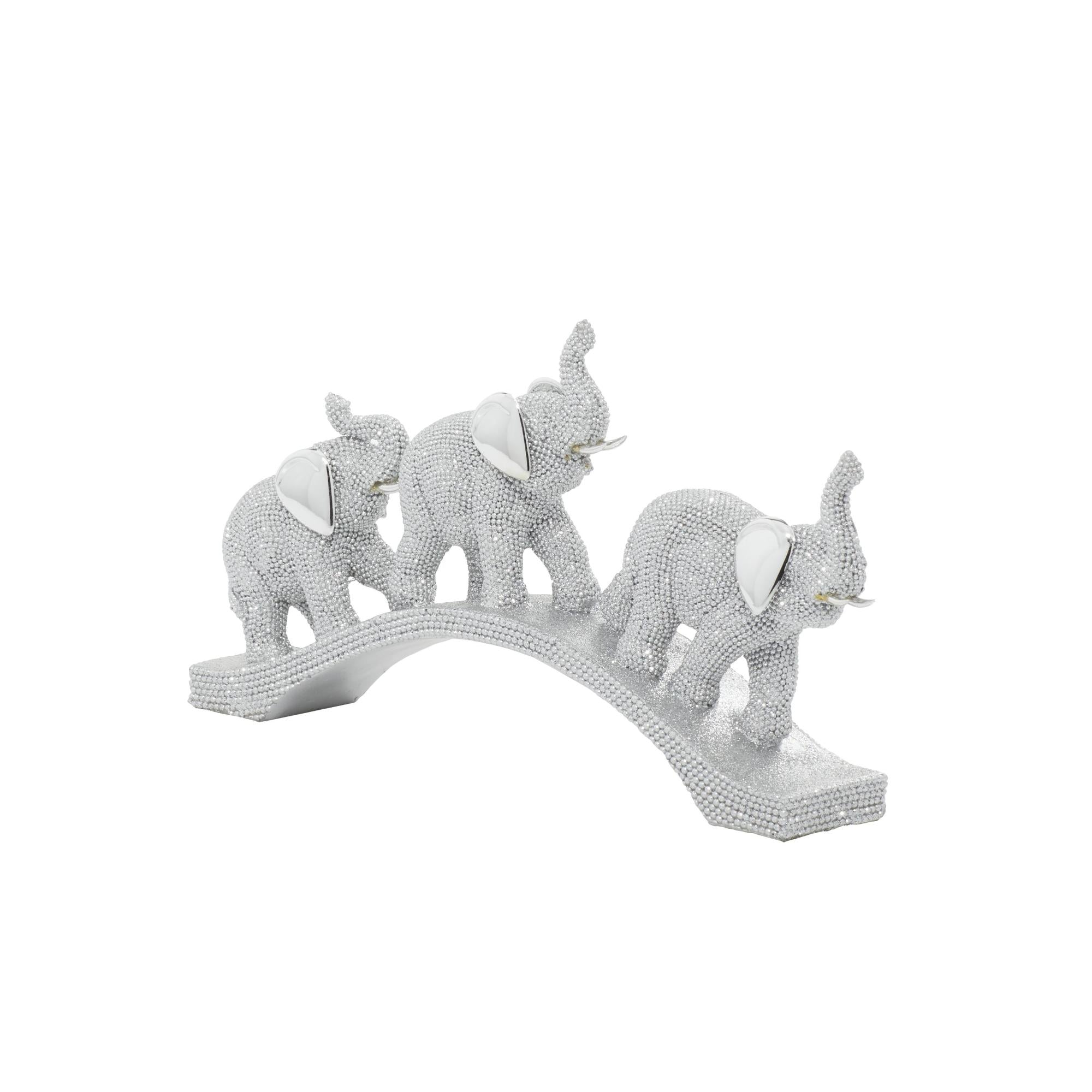 Elephant Silver Polystone Decorative Sculpture