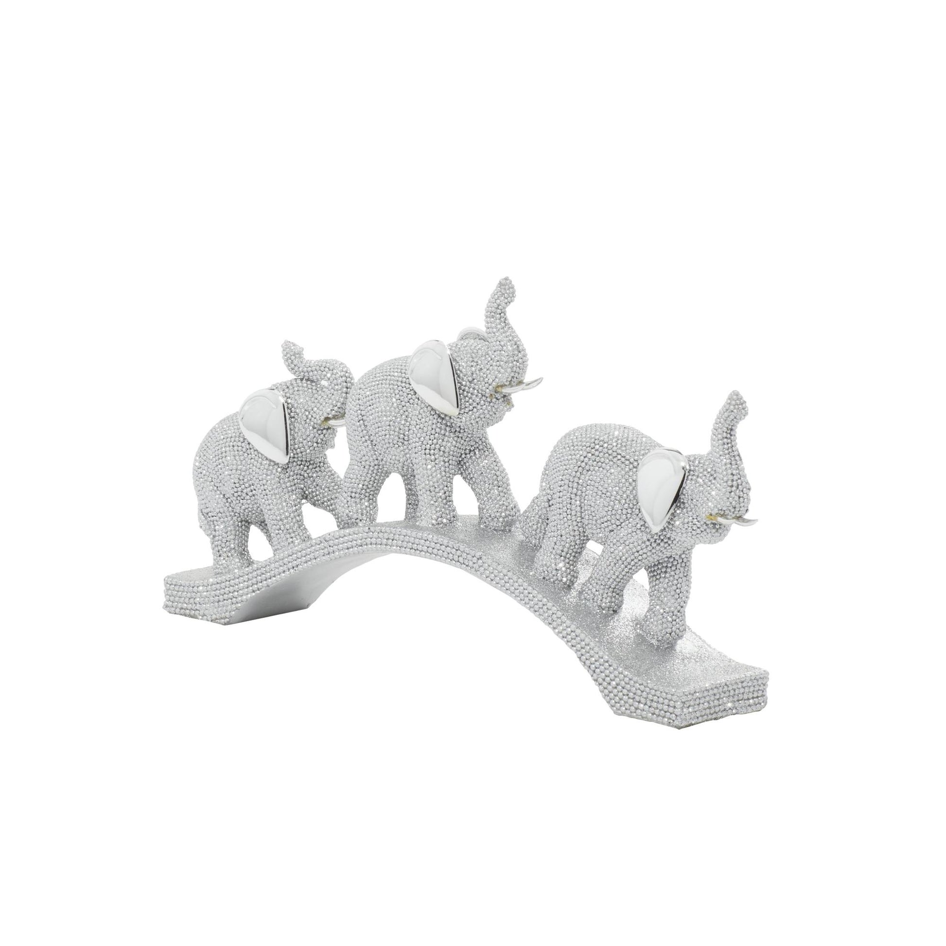 Elephant Silver Polystone Decorative Sculpture