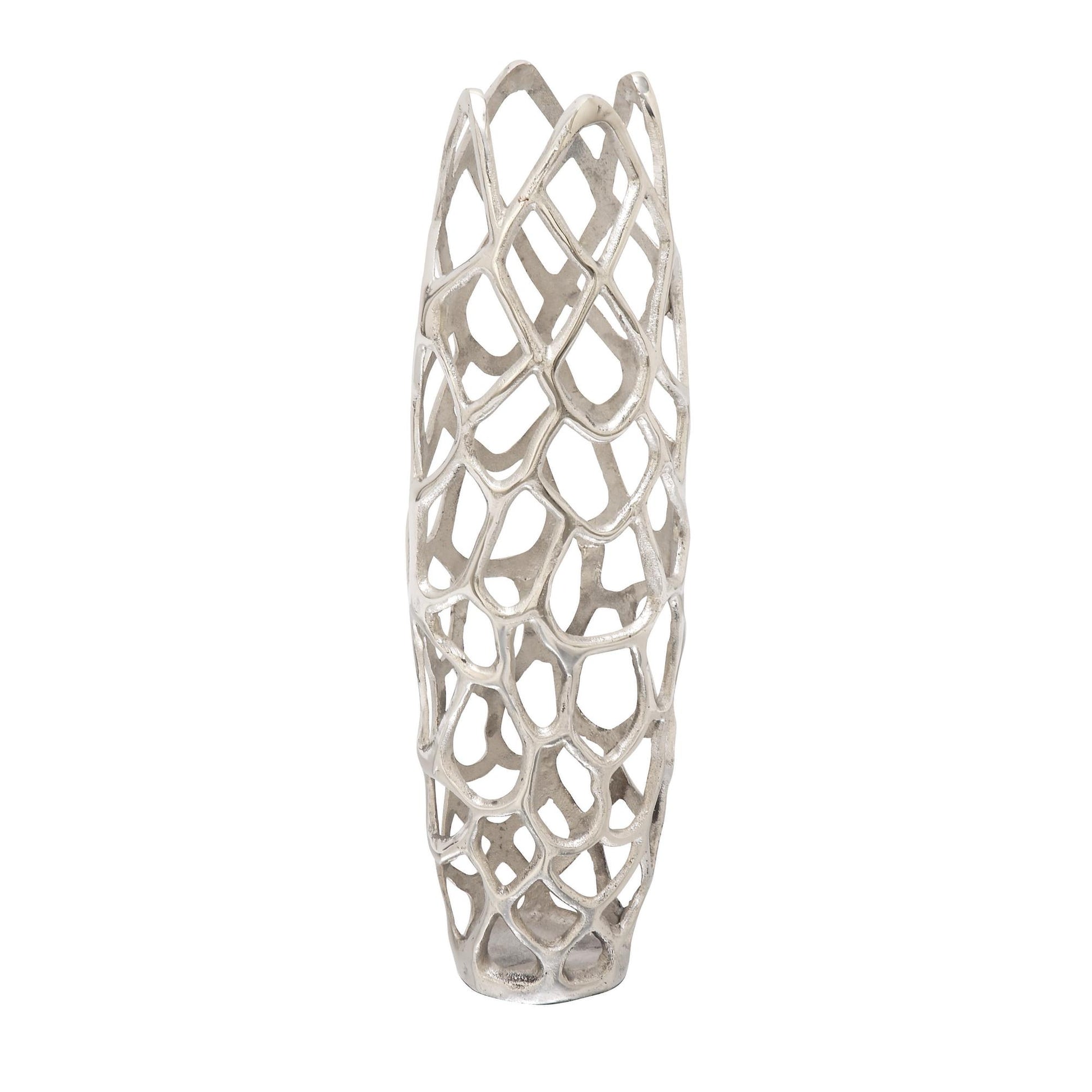 Aluminum Metal Cutout Coral Decorative Vase 8" x 8" x 27"