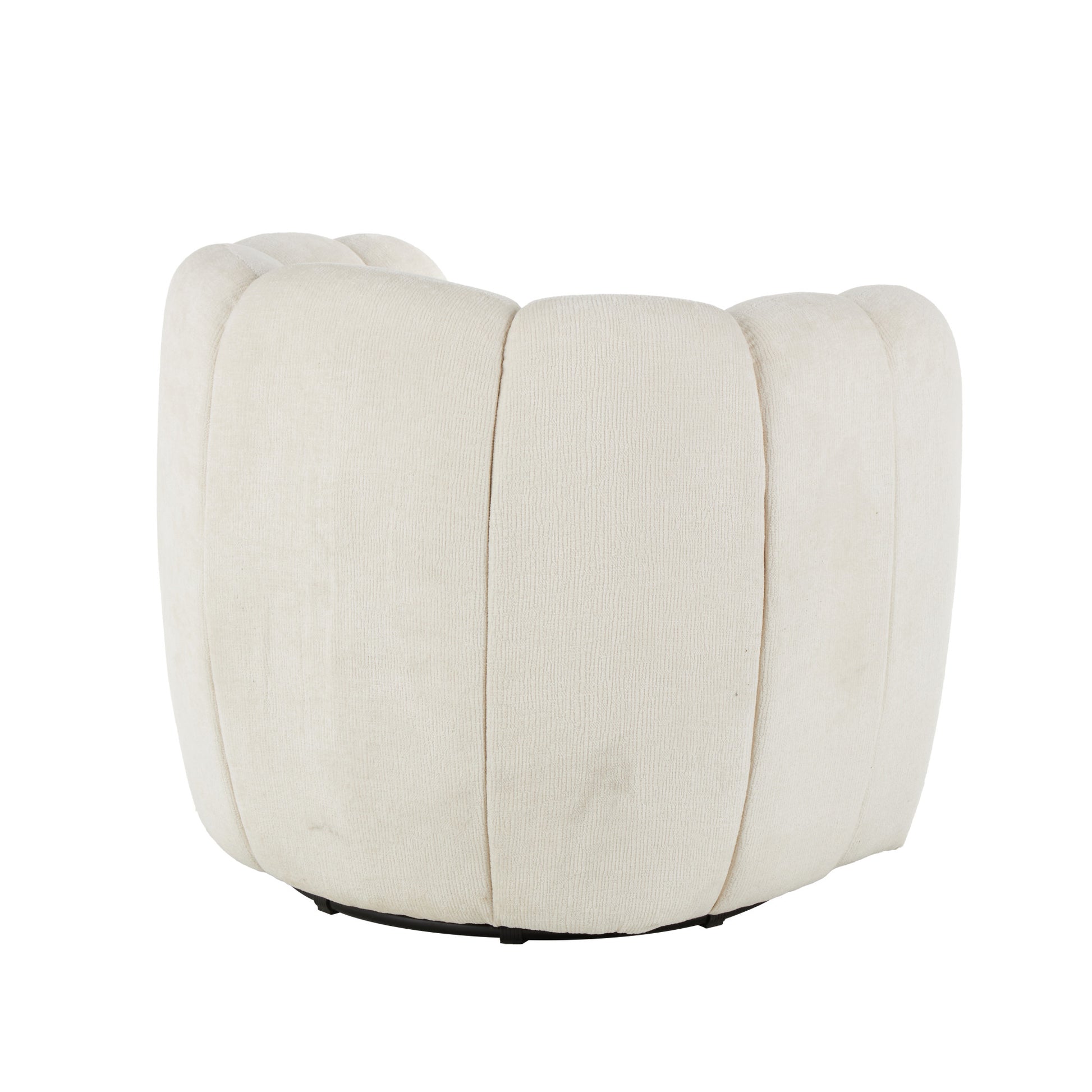 Cream Polyester Arched Swivel Living Room Accent Chair