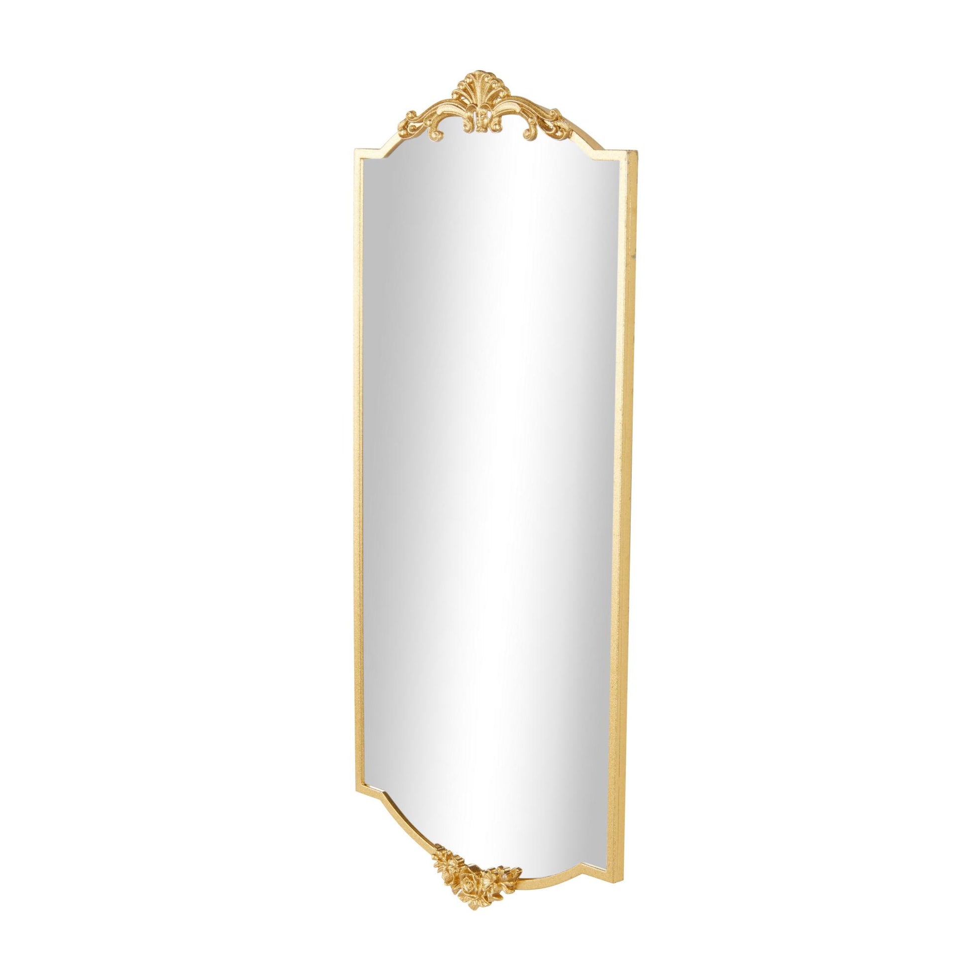 Floral Gold Metal Room Wall Mirror with Floral Embellishments
