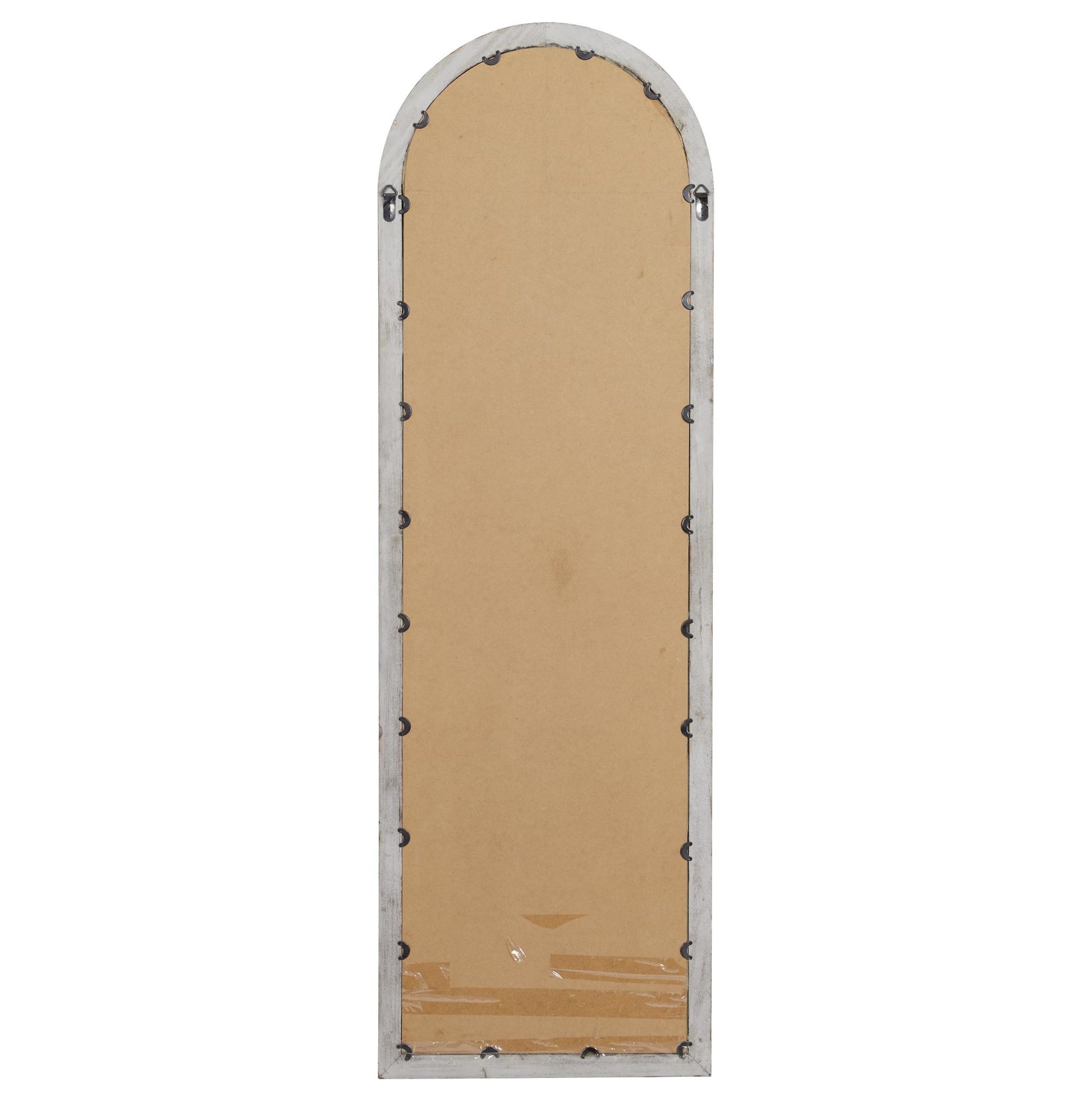 Brown Wood Arched Window Pane Room Wall Mirror