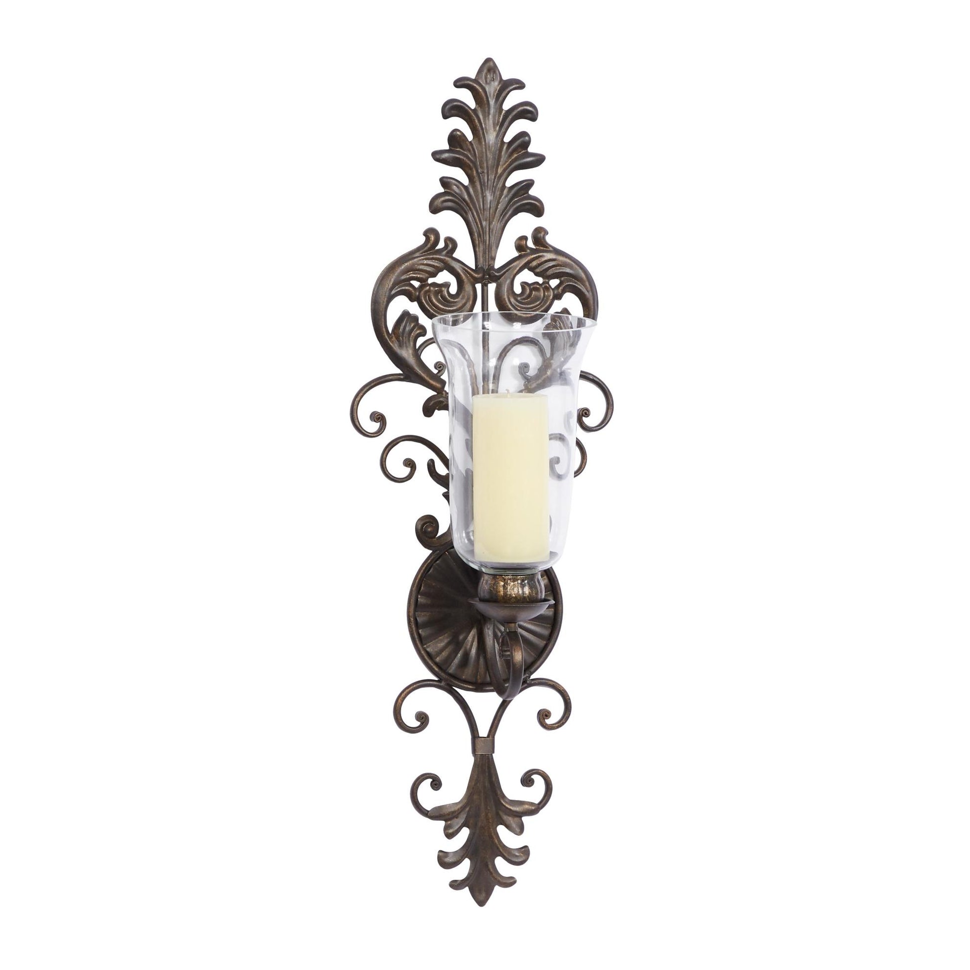 Scroll Bronze Metal Weathered Indoor Outdoor Wall Sconce