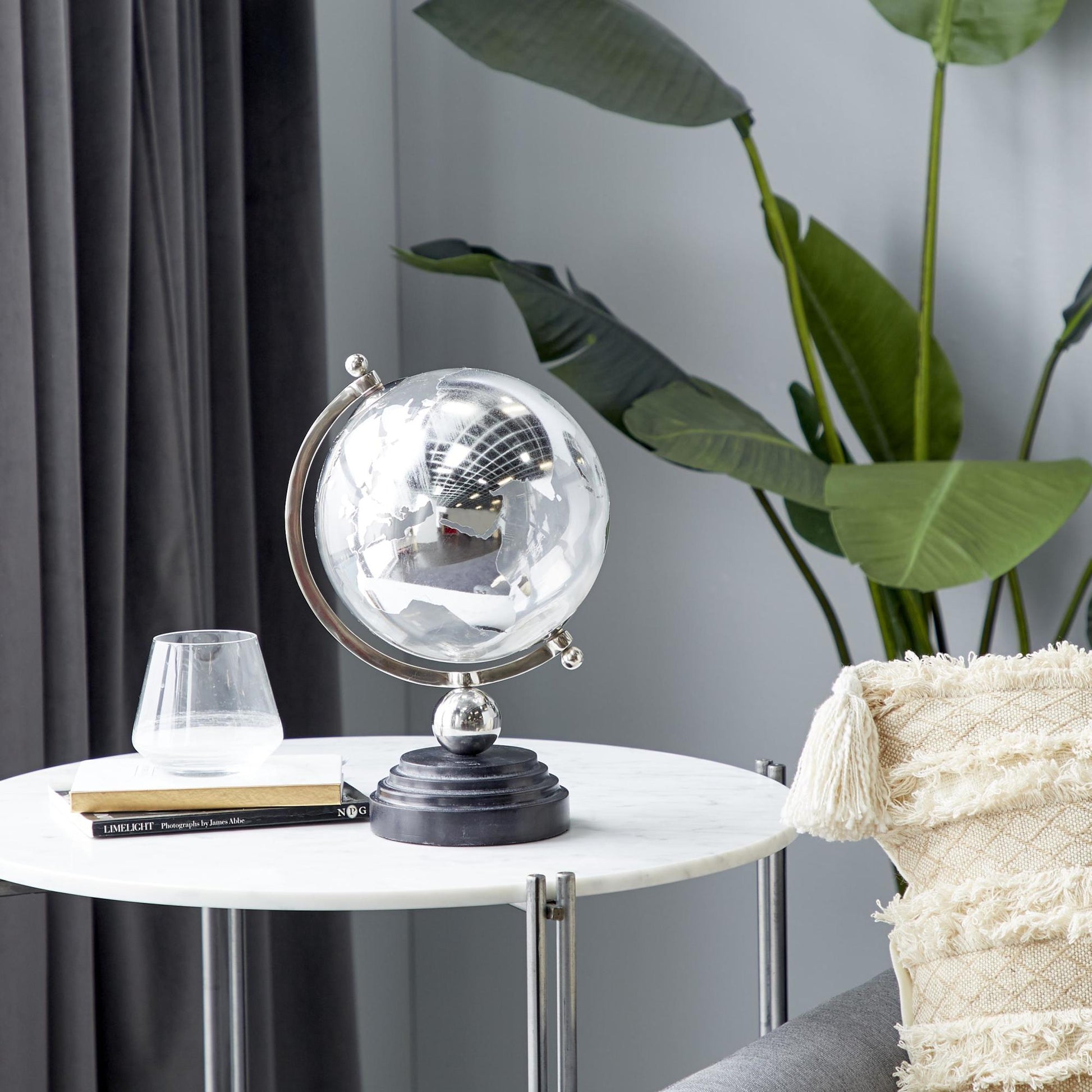 Marble Educational/Geographic Earth Globe with Marble Base and Tiered Base