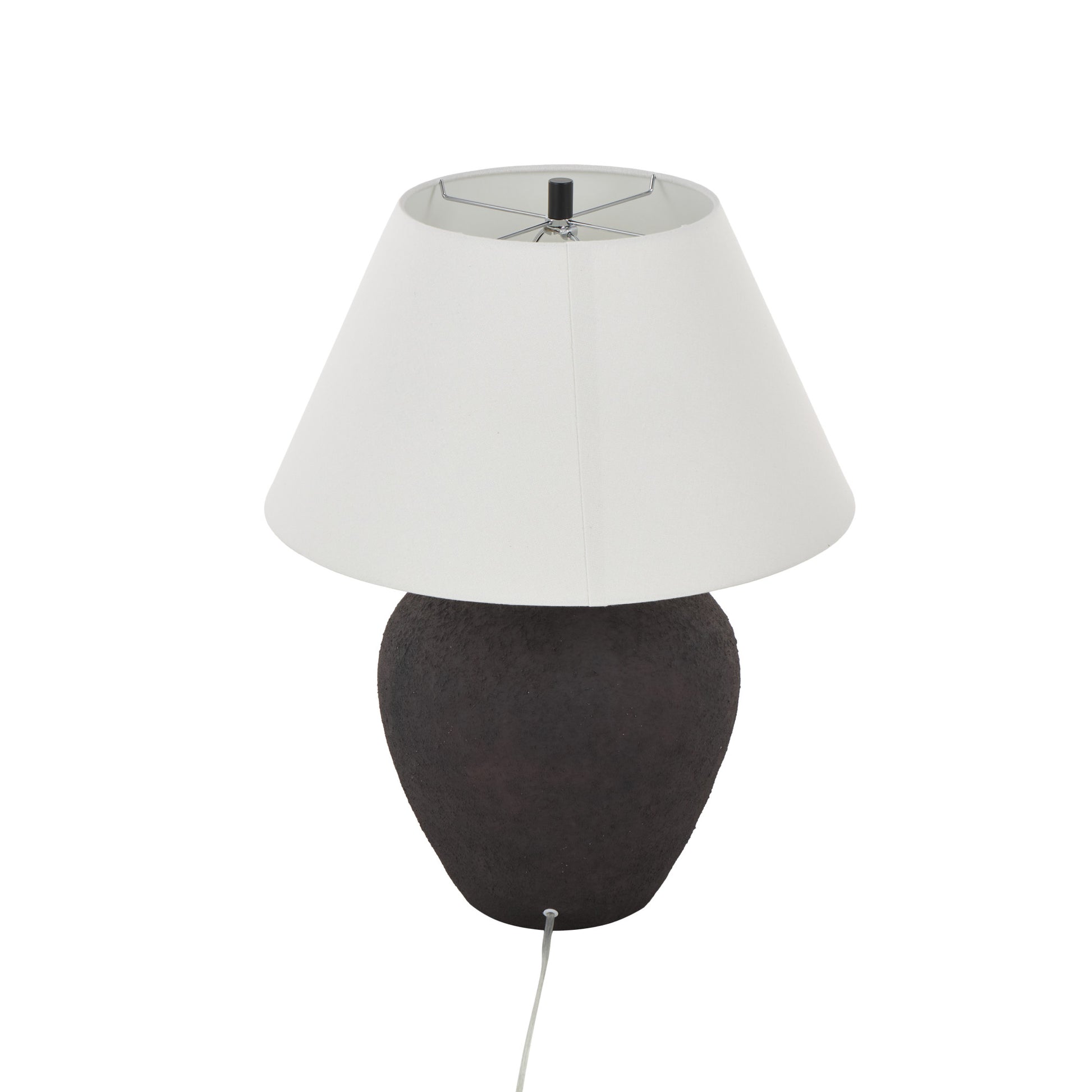 Ceramic Wide Rounded Textured Room Table Lamp with White Linen Shade 19" x 19" x 25"