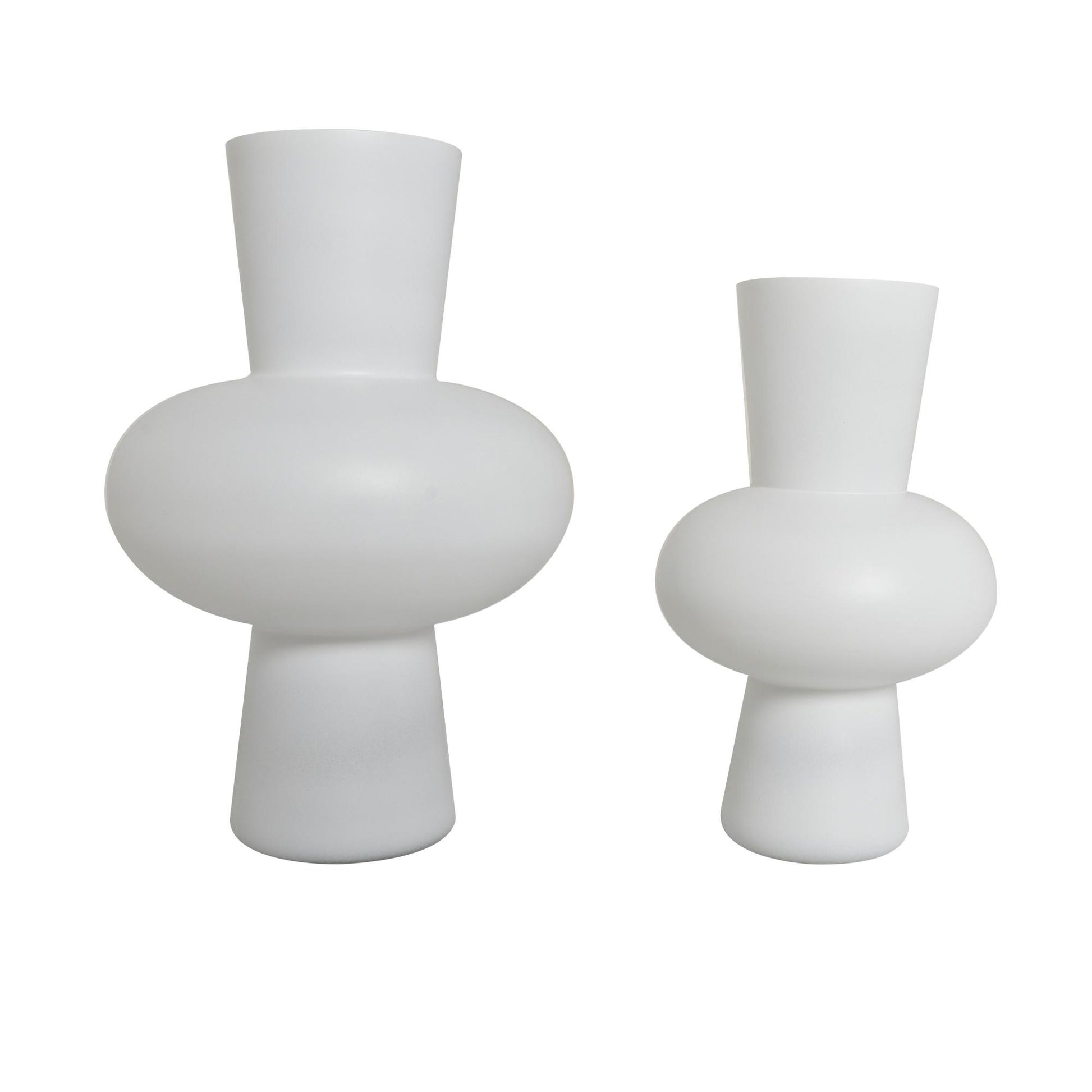 Set of 2 Glass Trumpet Decorative Vase with Wide Rounded Center