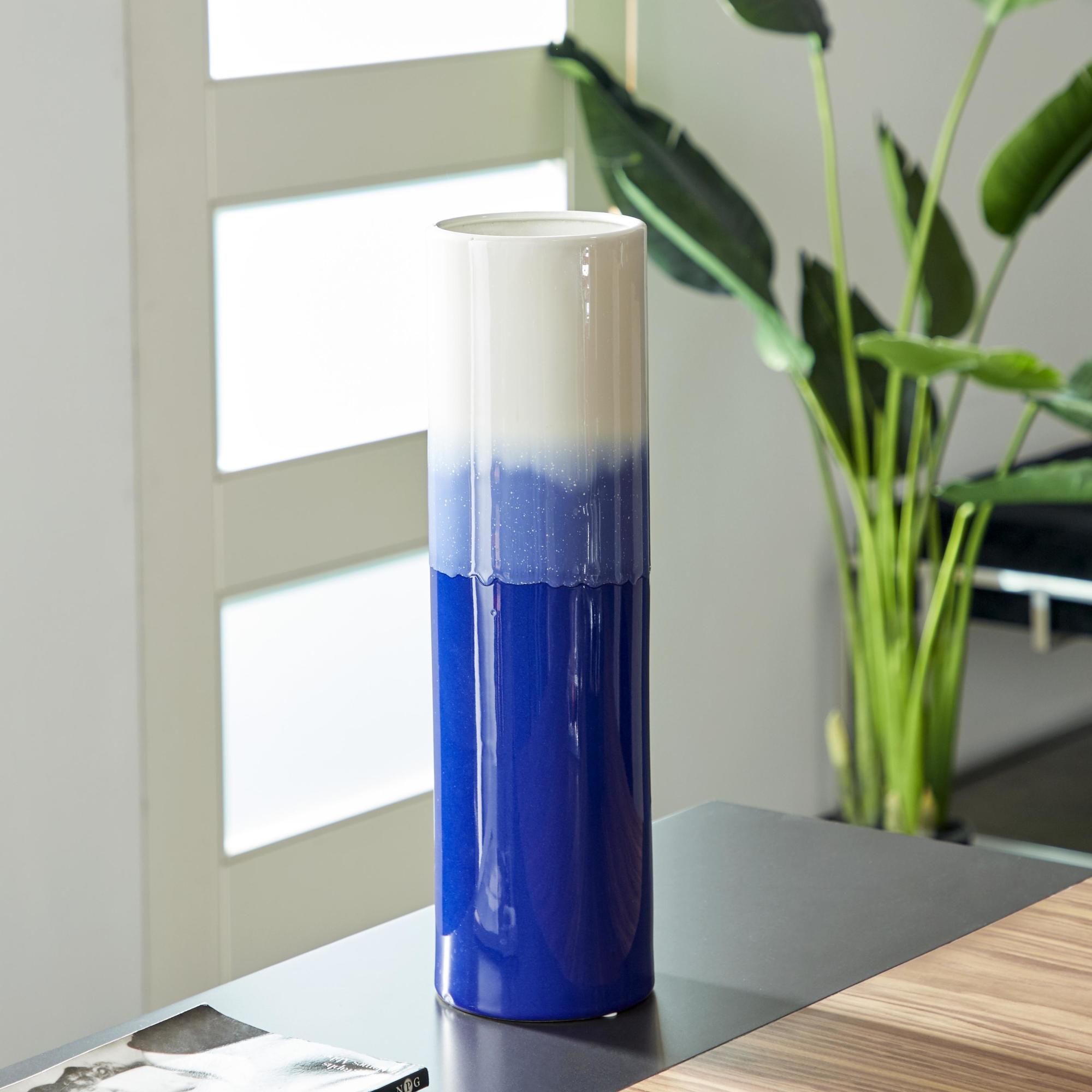 Blue Ceramic Ombre Decorative Vase