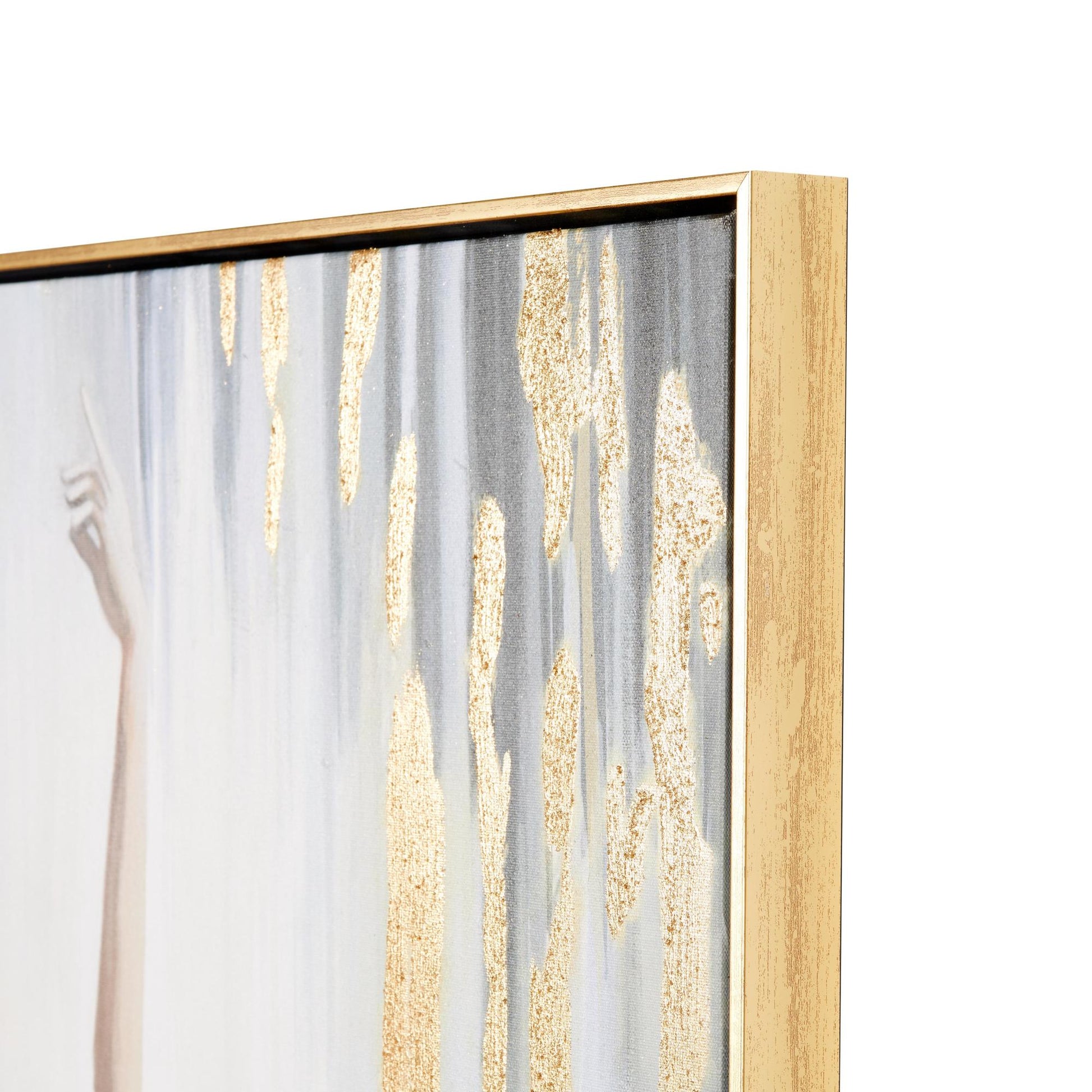 Dancer Gold Canvas Ballet Living Room Framed Wall Art with Black and Gold Foil Accents