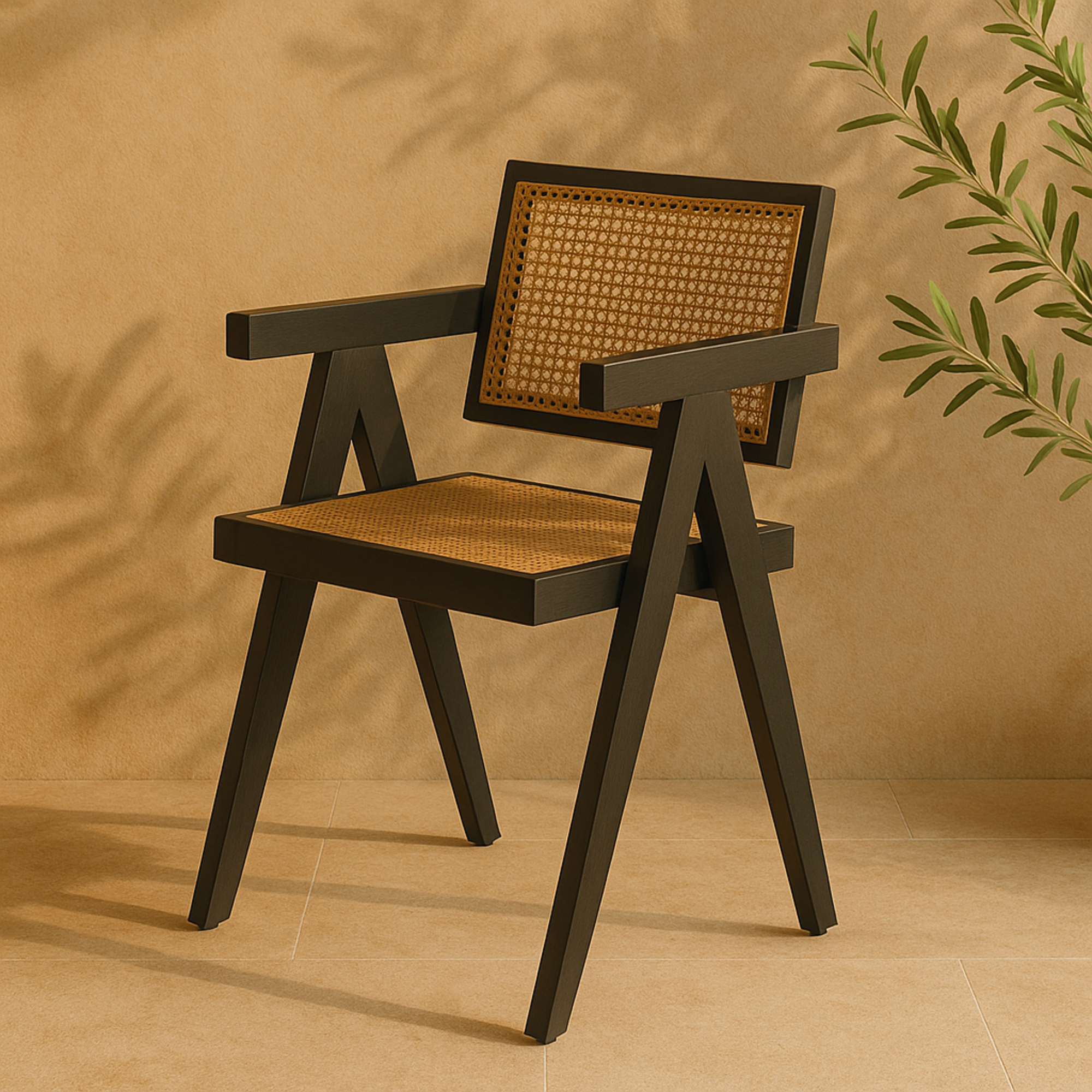 Teak Wood Handmade Woven Living Room Accent Chair with Armrests 20" x 19" x 30"