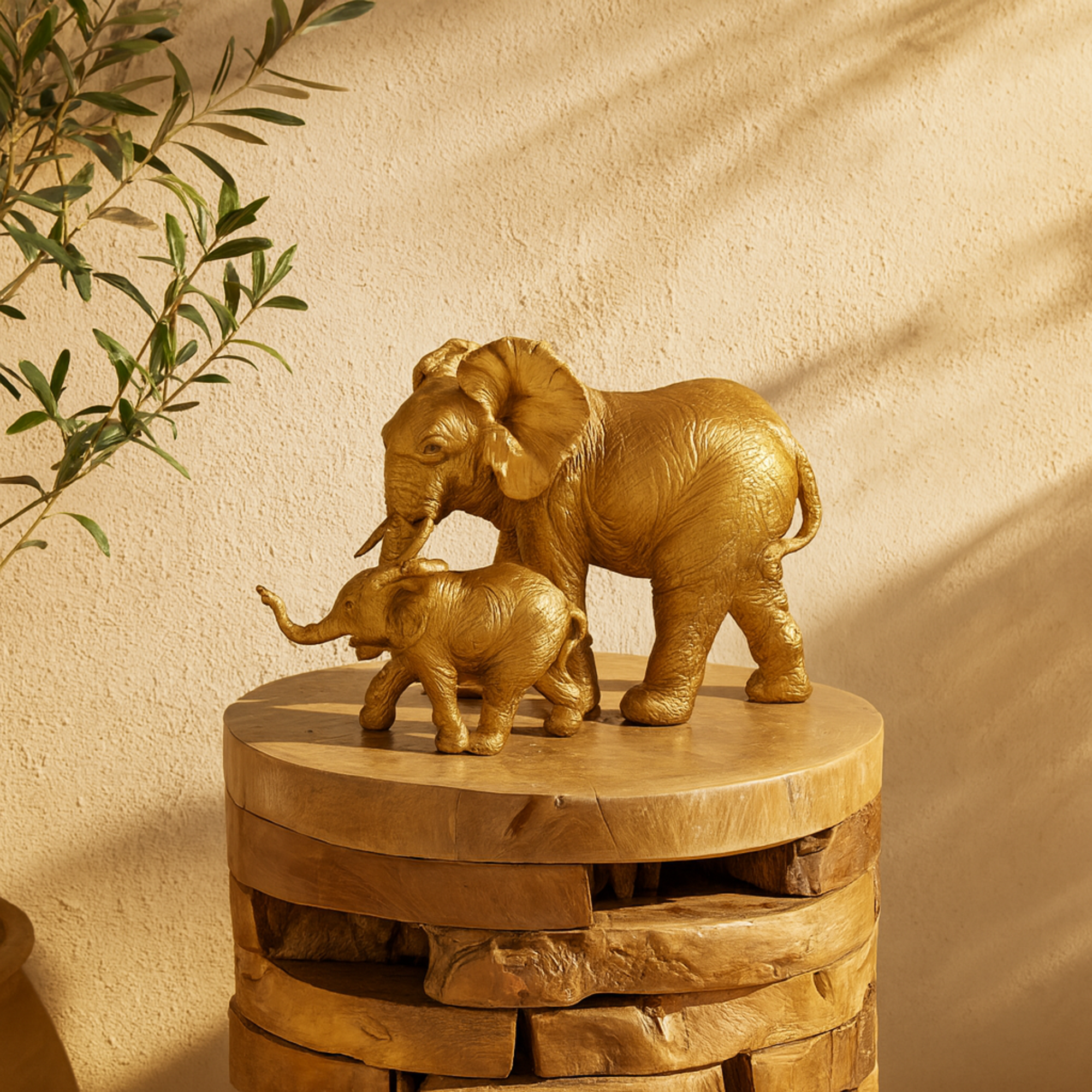 Elephant Gold Polyresin Decorative Sculpture