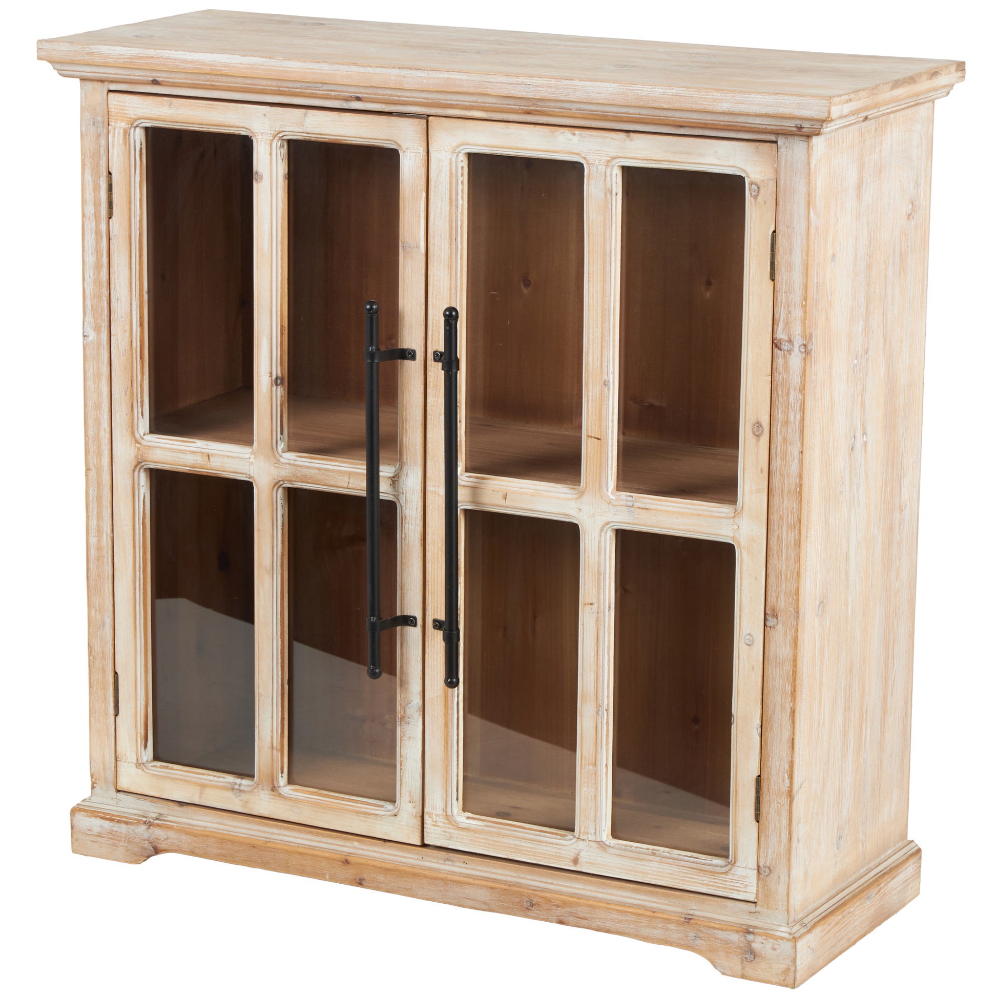Brown Wood 2 Door Room Cabinet with Black Rod Handles