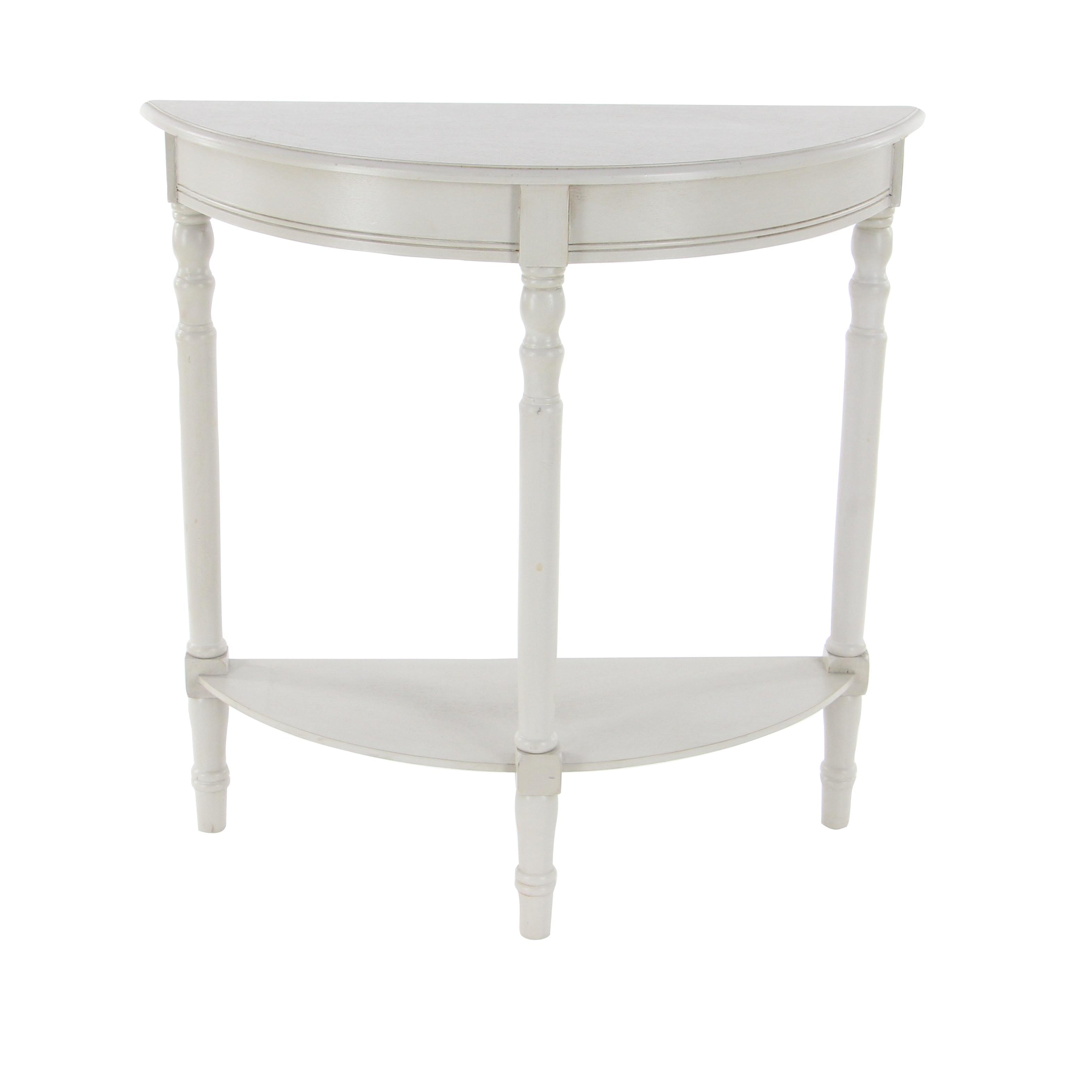 Wood Half Moon Living Room Console Table