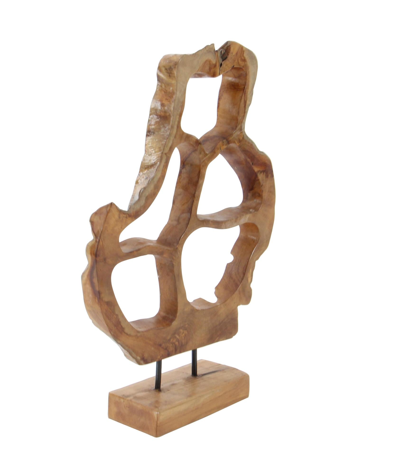 Abstract Brown Teak Wood Handmade Decorative Sculpture