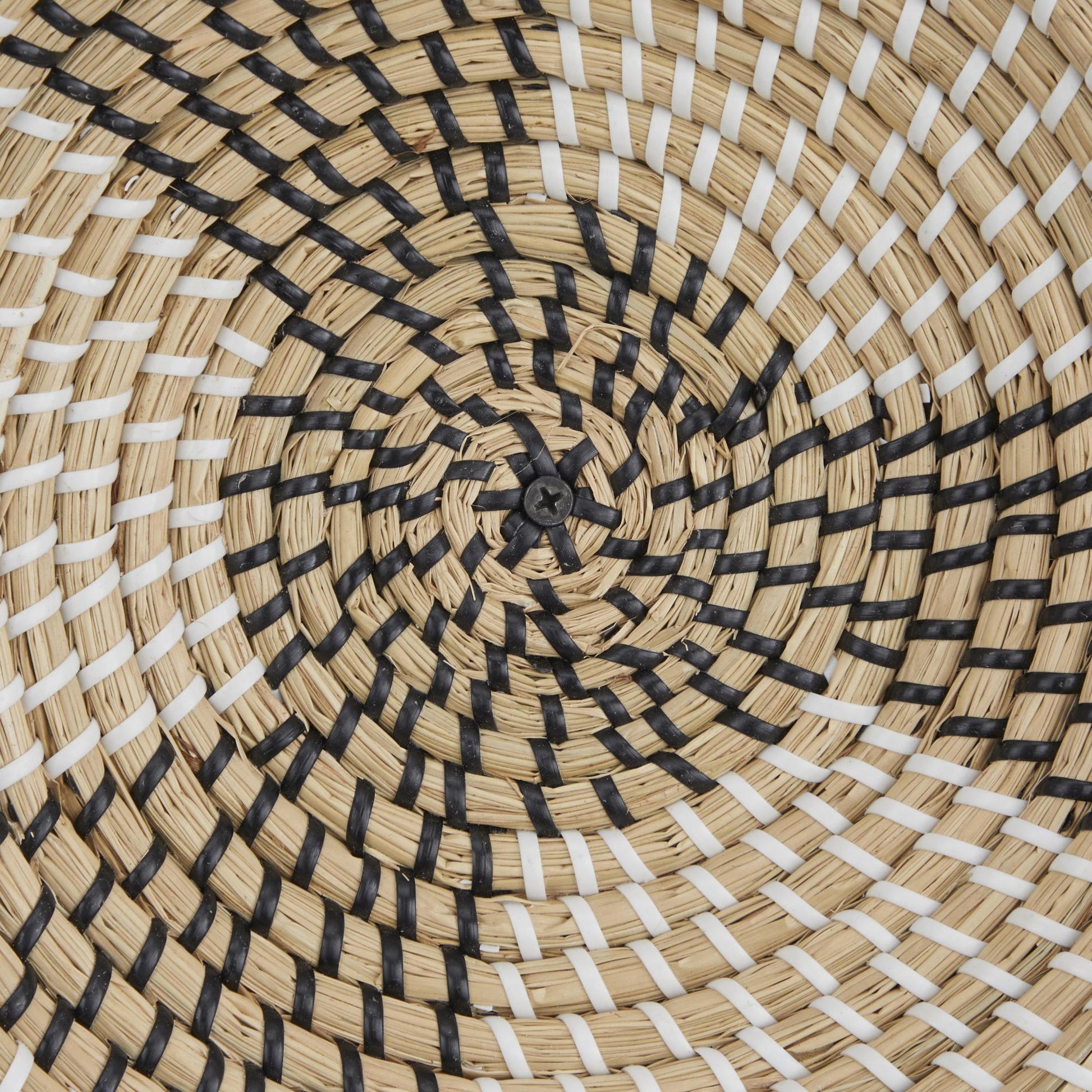 Set of 6 Plate Orange Seagrass Handmade Patterned Basket Home Wall Decor