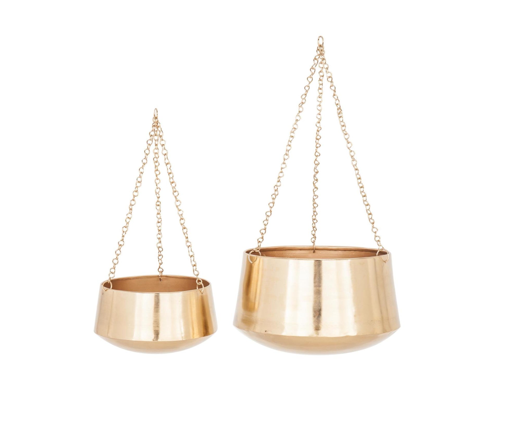 Set of 2 Metal Hanging Dome Indoor Outdoor Wall Planter with Chain