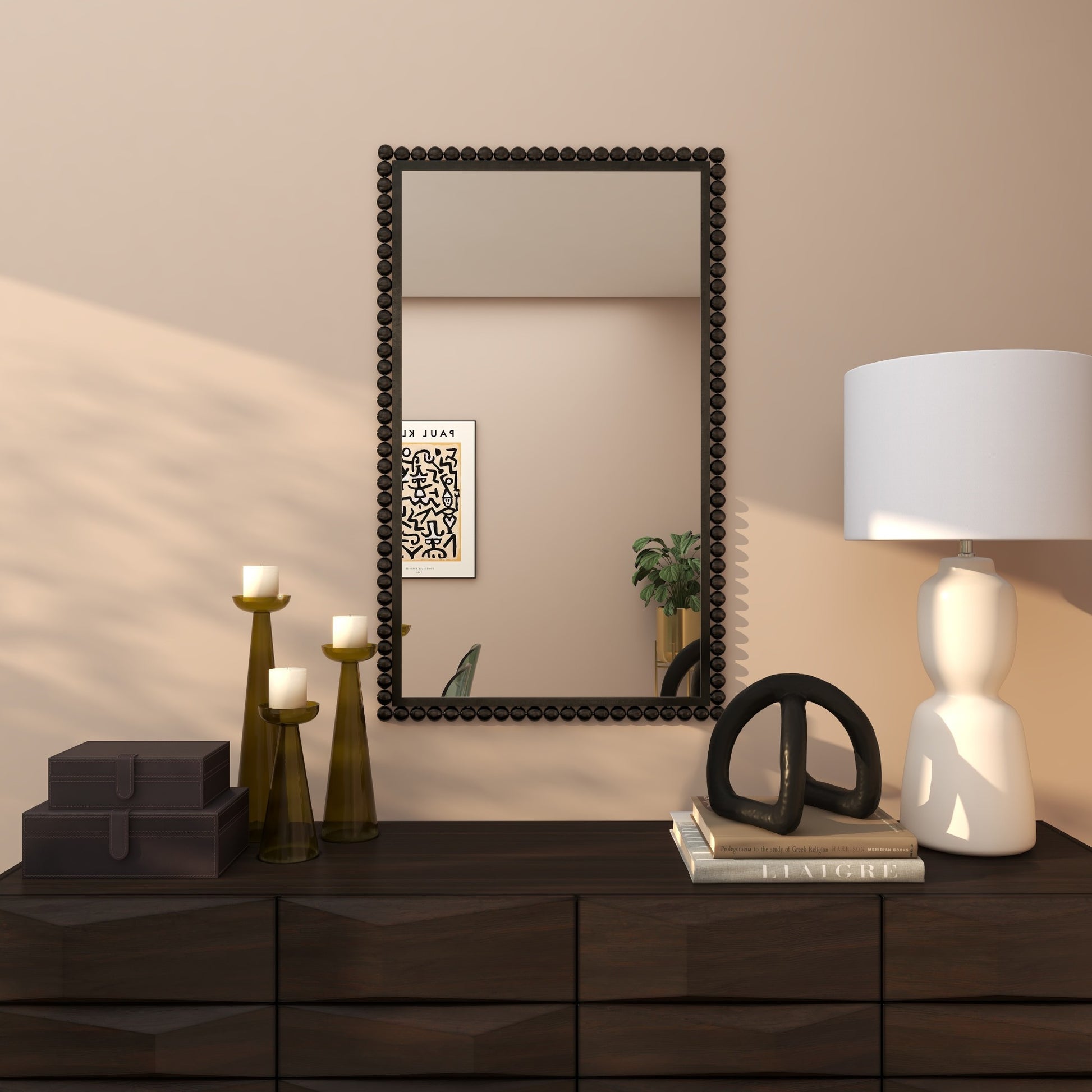 CosmoLiving by Cosmopolitan Metal Room Wall Mirror with Beaded Detailing