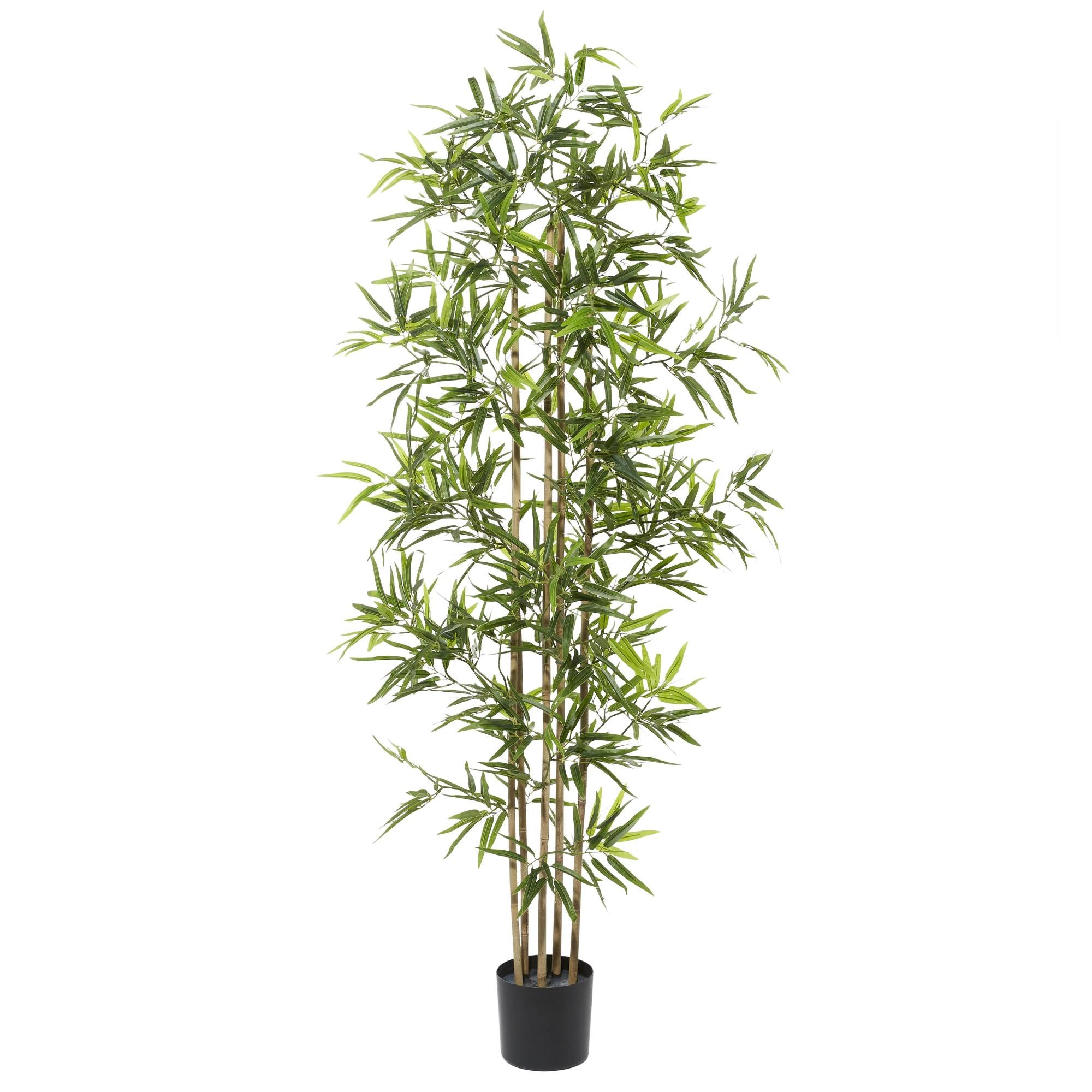 Bamboo Green Faux Foliage Indoor Outdoor Artificial Tree with Realistic Leaves and Black Plastic Pot