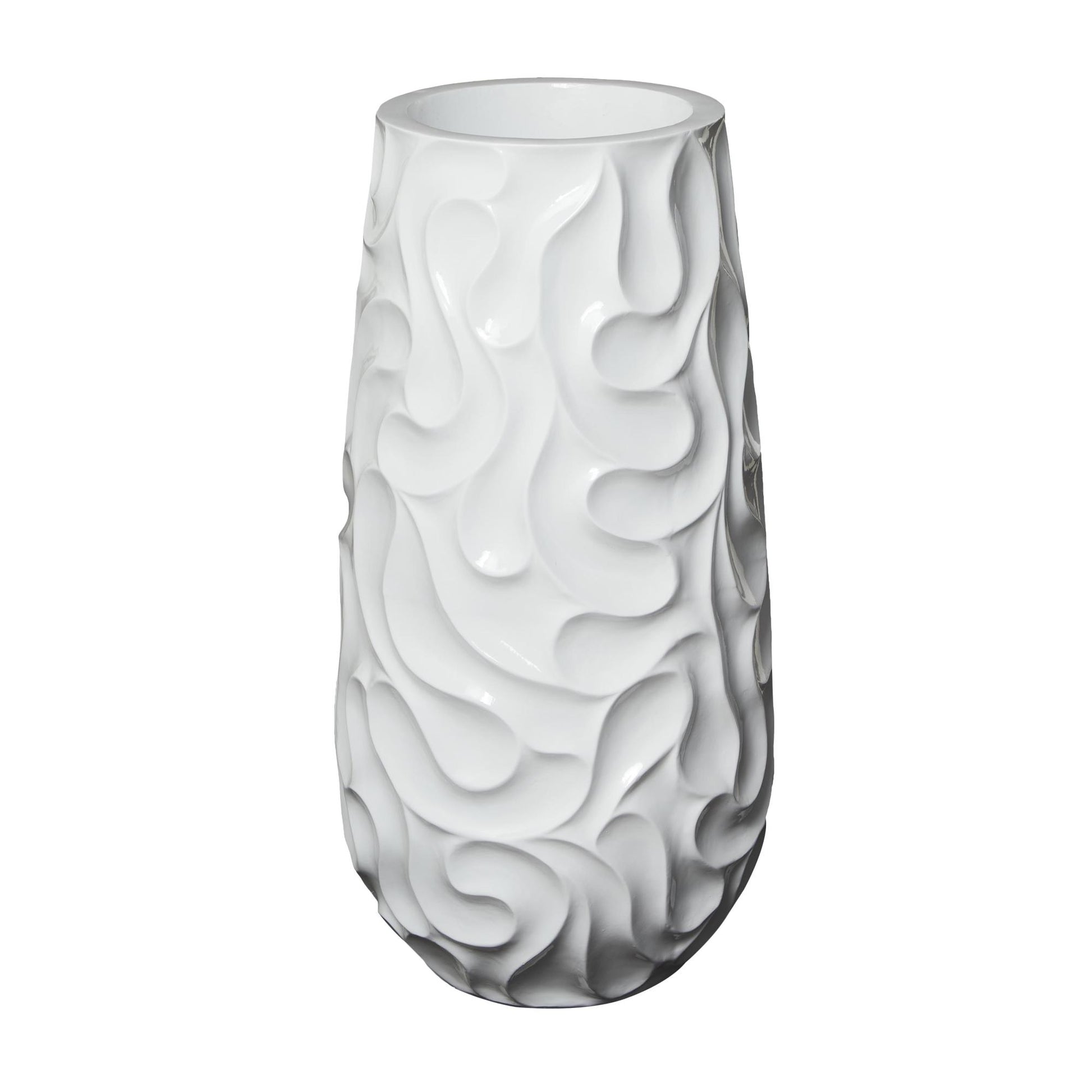 Resin Large Wavy Textured Floor Decorative Vase