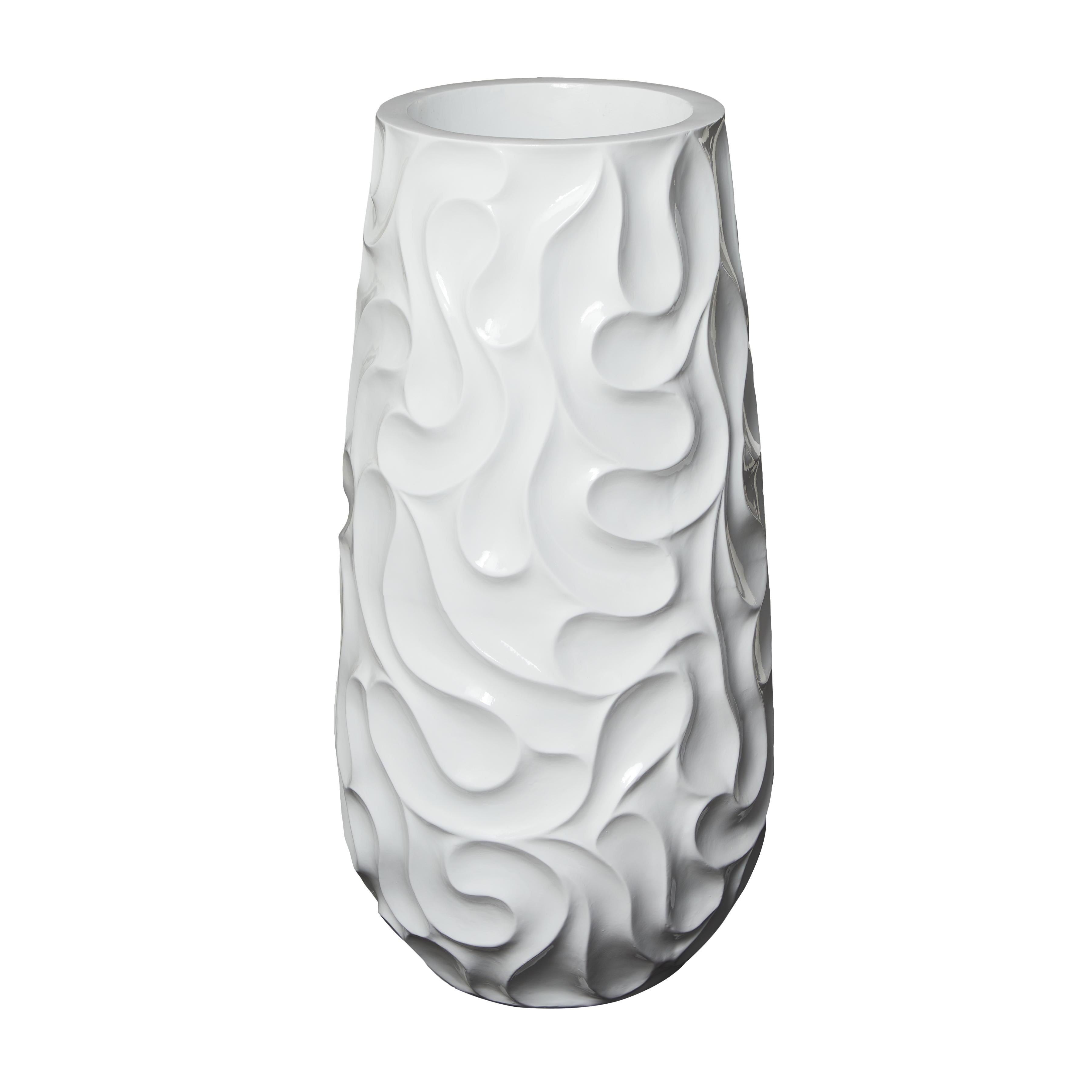 Resin Large Wavy Textured Floor Decorative Vase